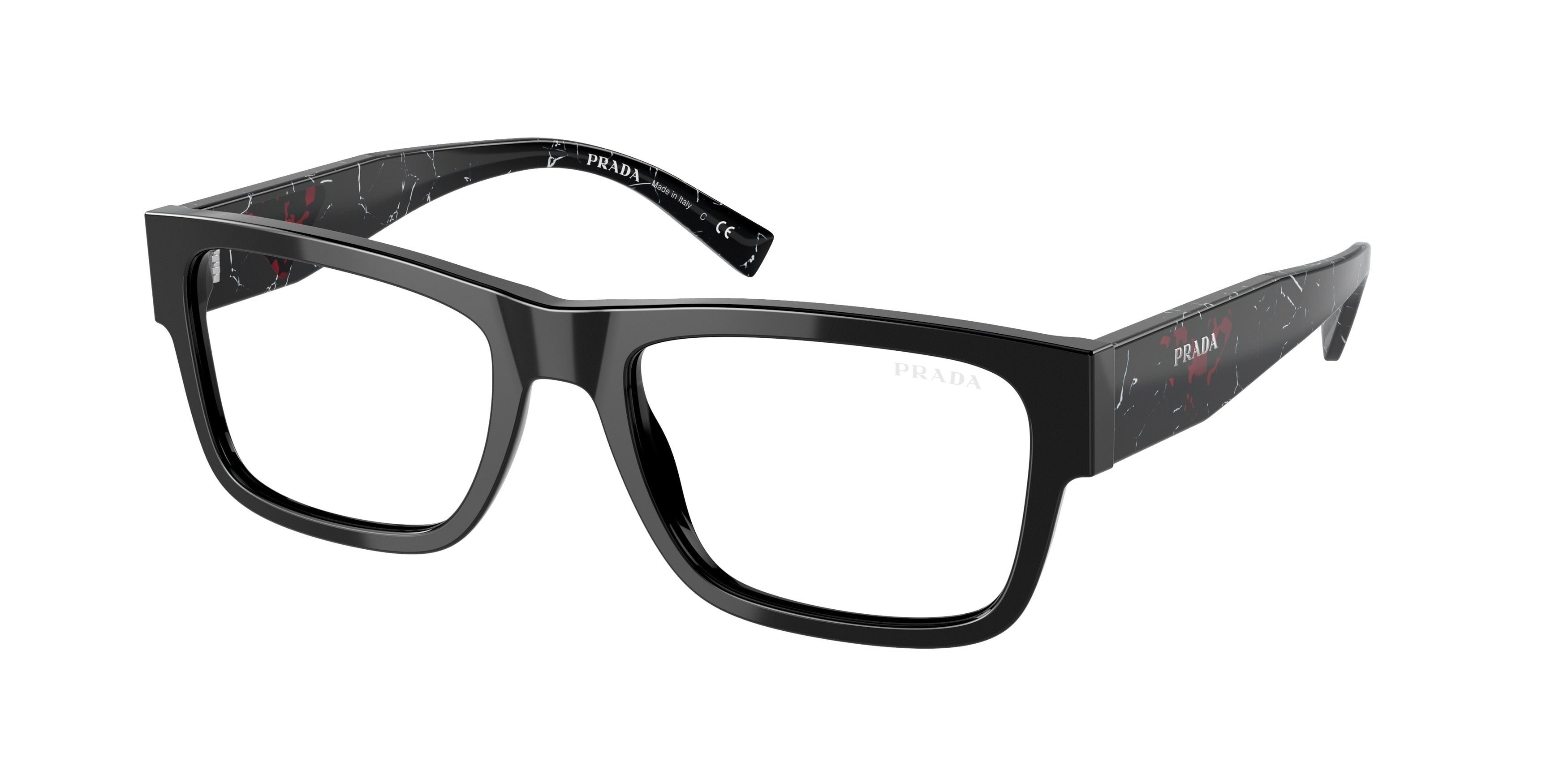 Prada PR28YSF Rectangle Sunglasses  1AB08N-Black 56-145-18 - Color Map Black