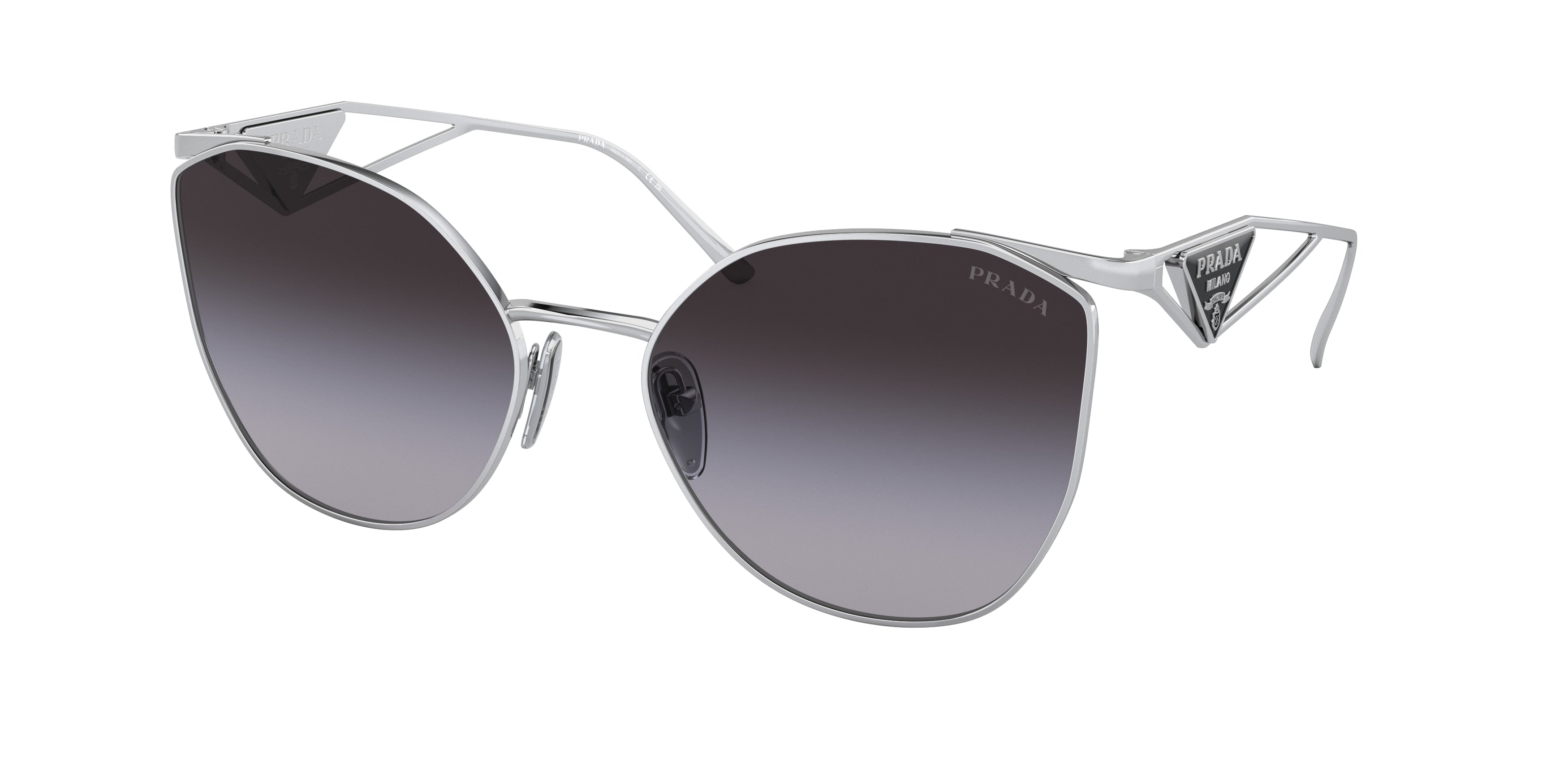 Prada PR50ZS Irregular Sunglasses  1BC09S-Silver 59-140-19 - Color Map Silver