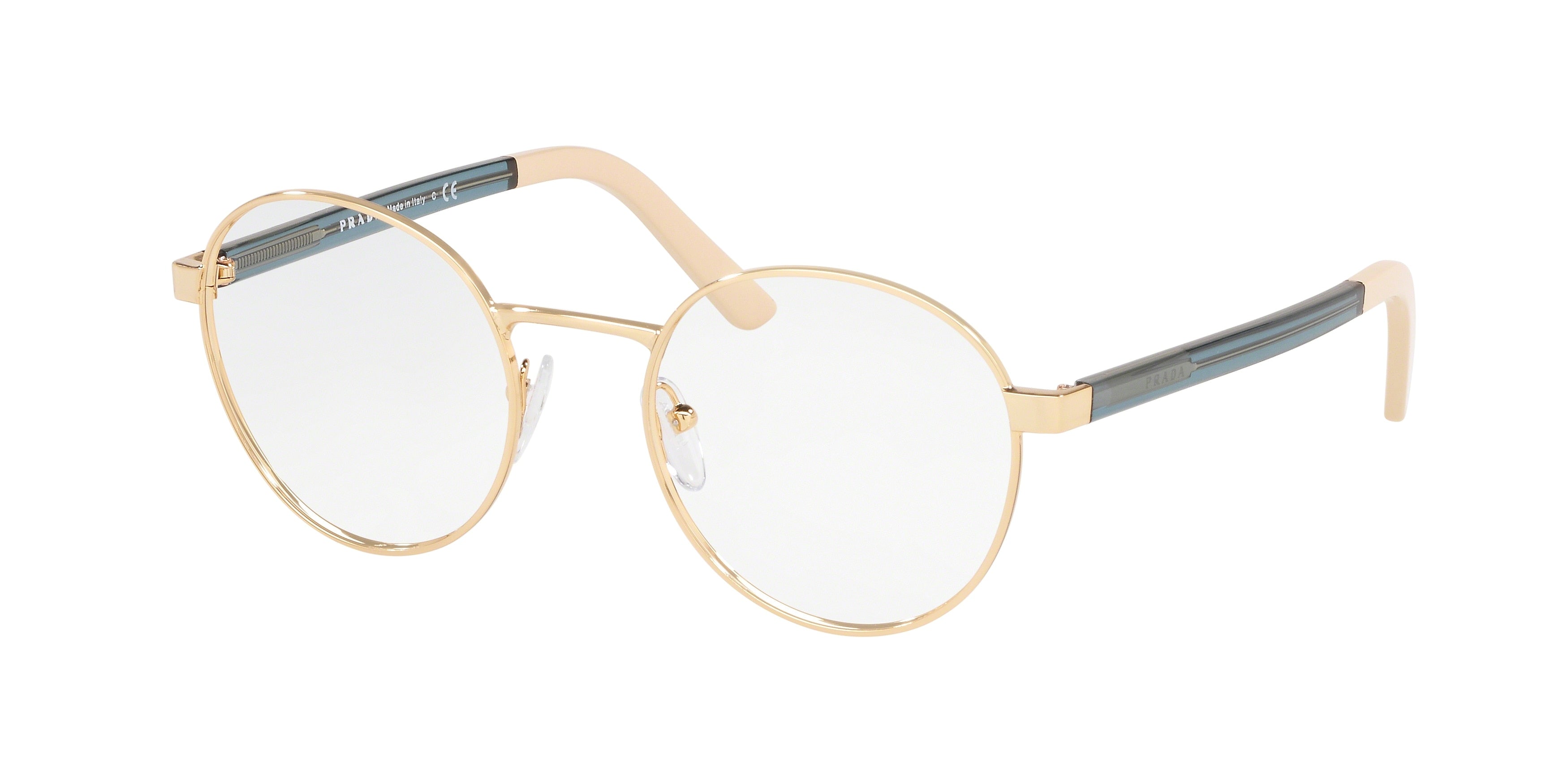 Prada HERITAGE PR52XV Round Eyeglasses 5AK1O1-Gold 51-140-19 - Color Map Gold