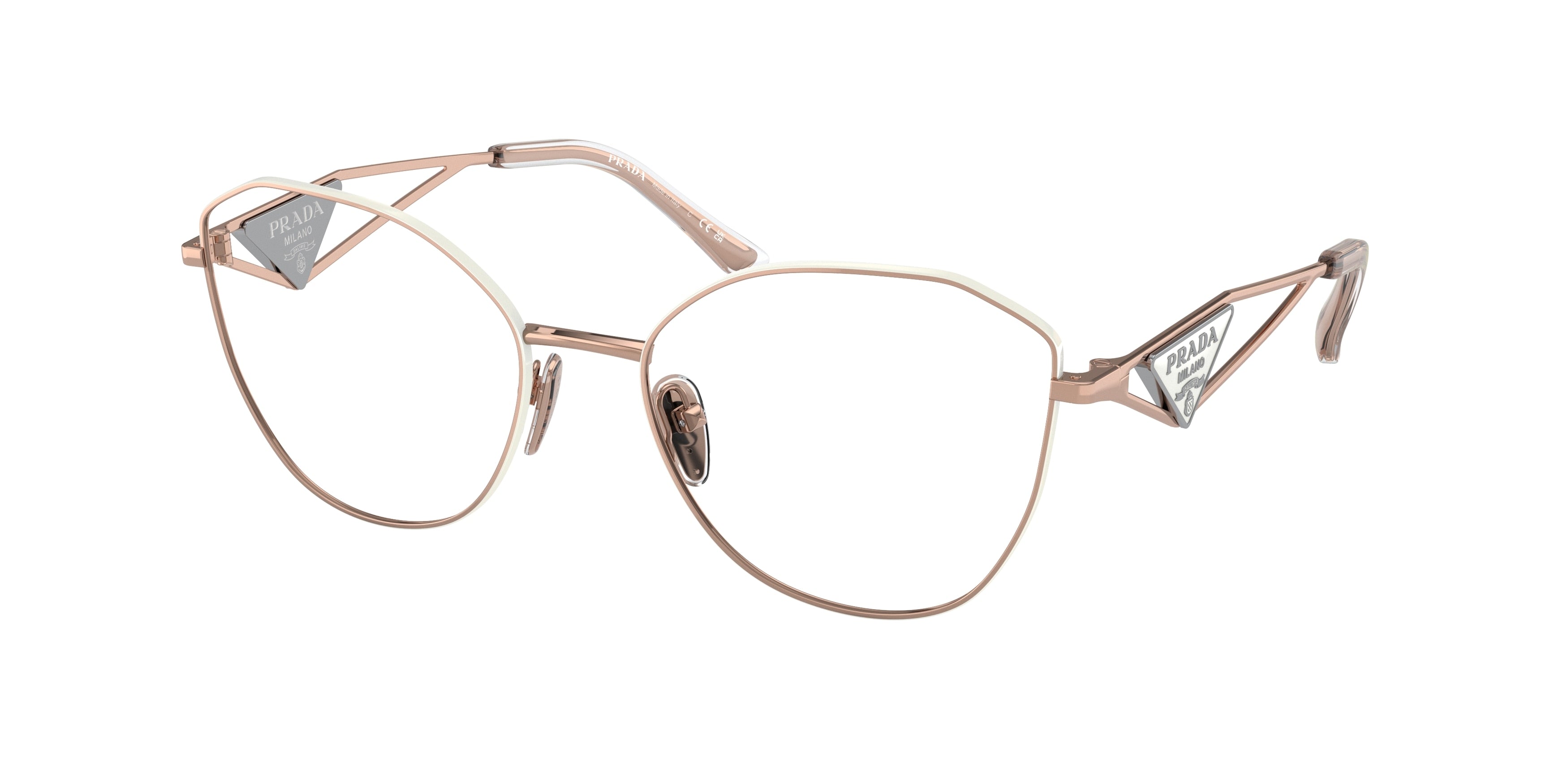 Prada PR52ZV Irregular Eyeglasses SVF1O1-Pink Gold 55-145-18 - Color Map Pink