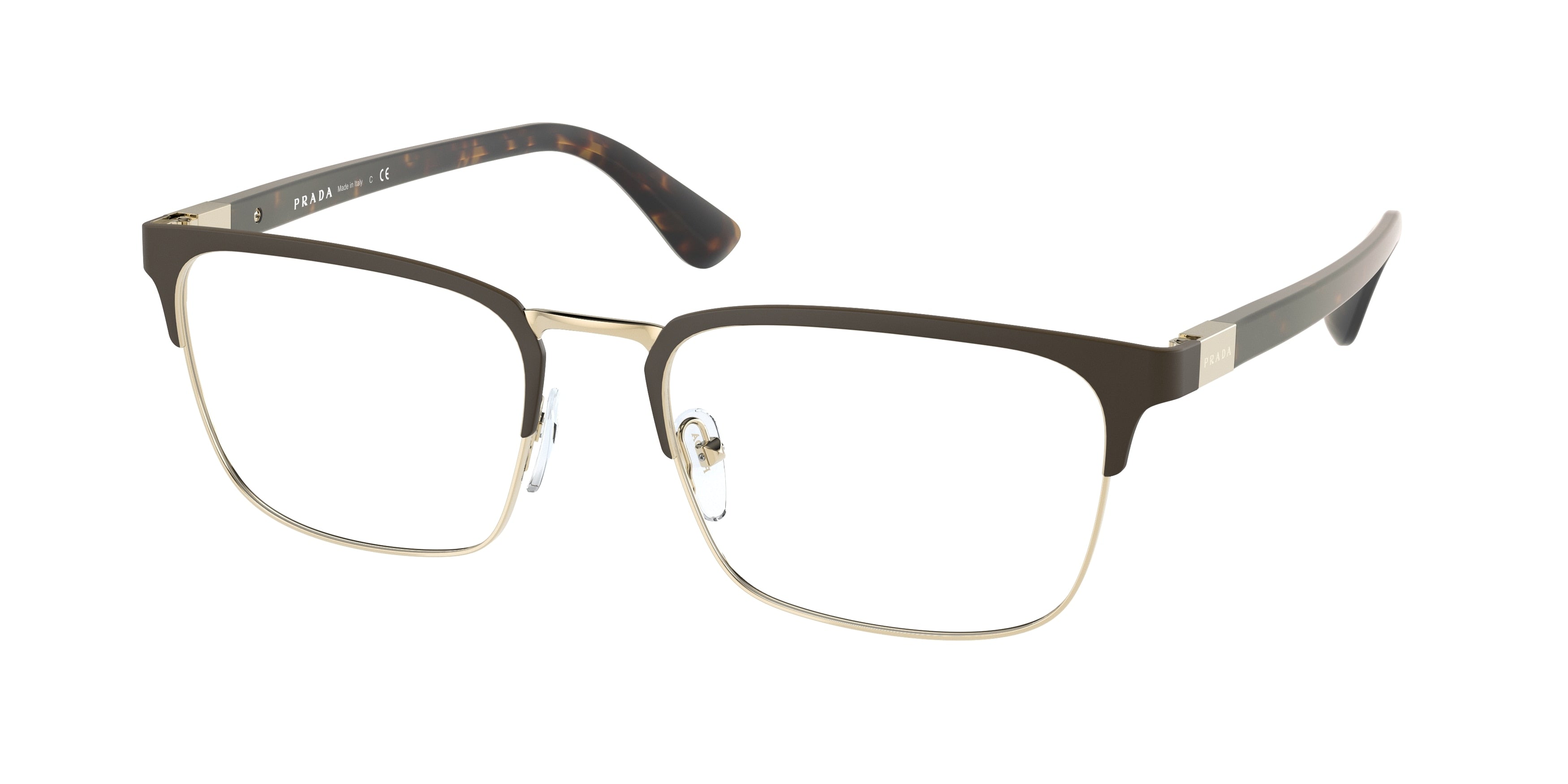 Prada HERITAGE PR54TV Rectangle Eyeglasses 01U1O1-Matte Burnished/Pale Gold 57-150-19 - Color Map Grey