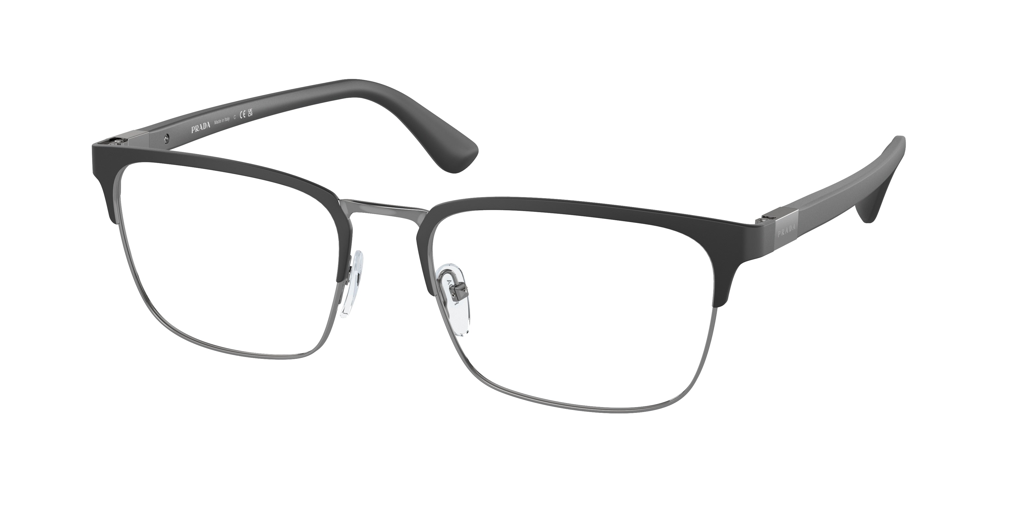 Prada HERITAGE PR54TV Rectangle Eyeglasses 1BO1O1-Black 57-150-19 - Color Map Black