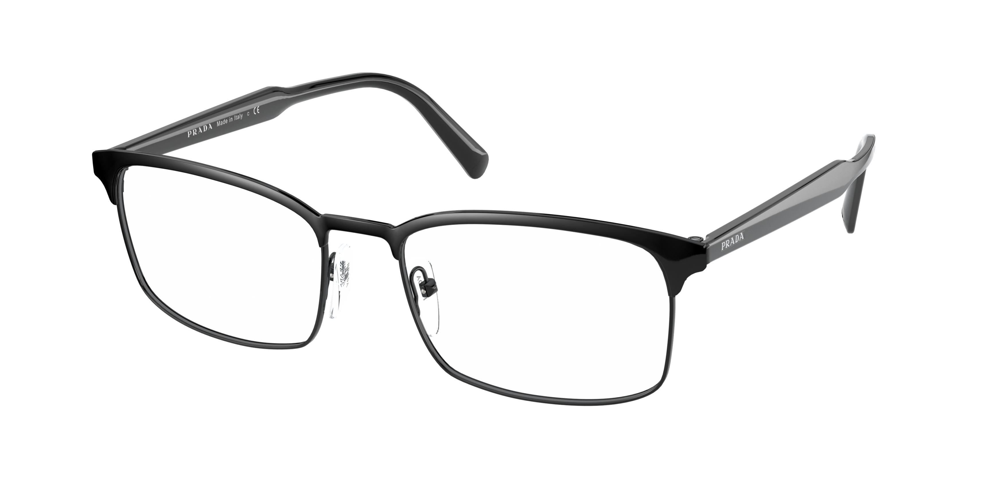 Prada PR54WV Rectangle Eyeglasses 1AB1O1-Black 56-150-18 - Color Map Black