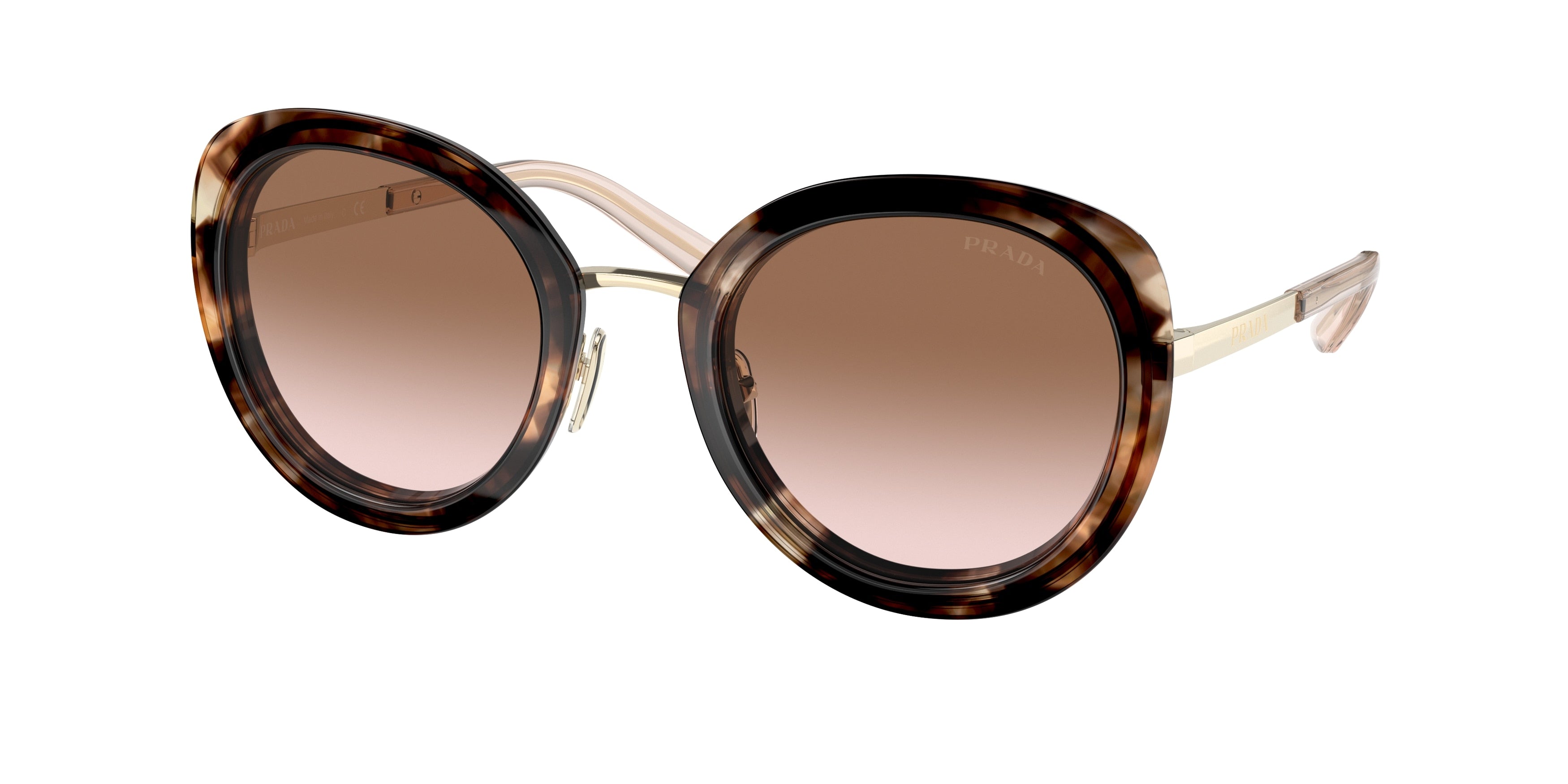 Prada PR54YS Oval Sunglasses  04Y0A6-Caramel Tortoise 54-135-24 - Color Map Tortoise