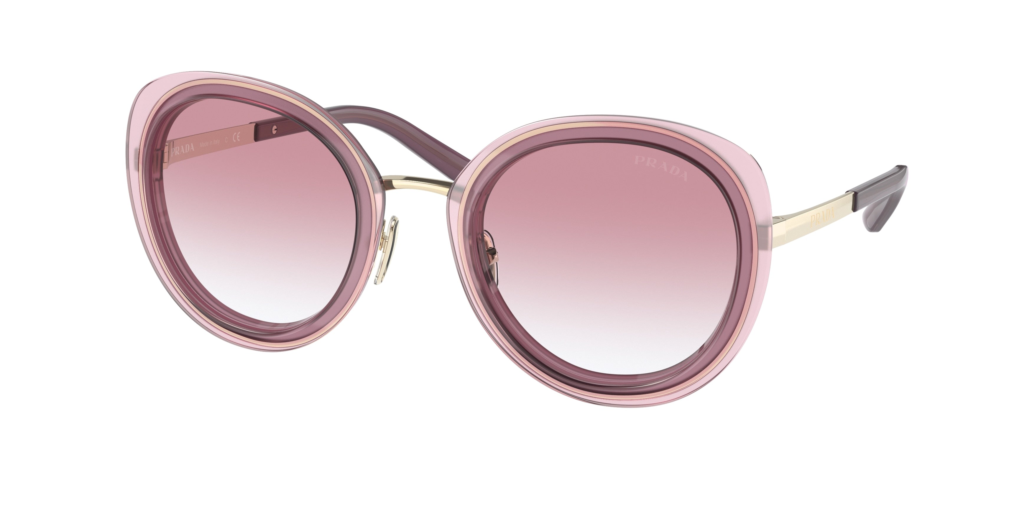 Prada PR54YS Oval Sunglasses 05Y02O-Buganville Opal 54-135-24 - Color Map Pink