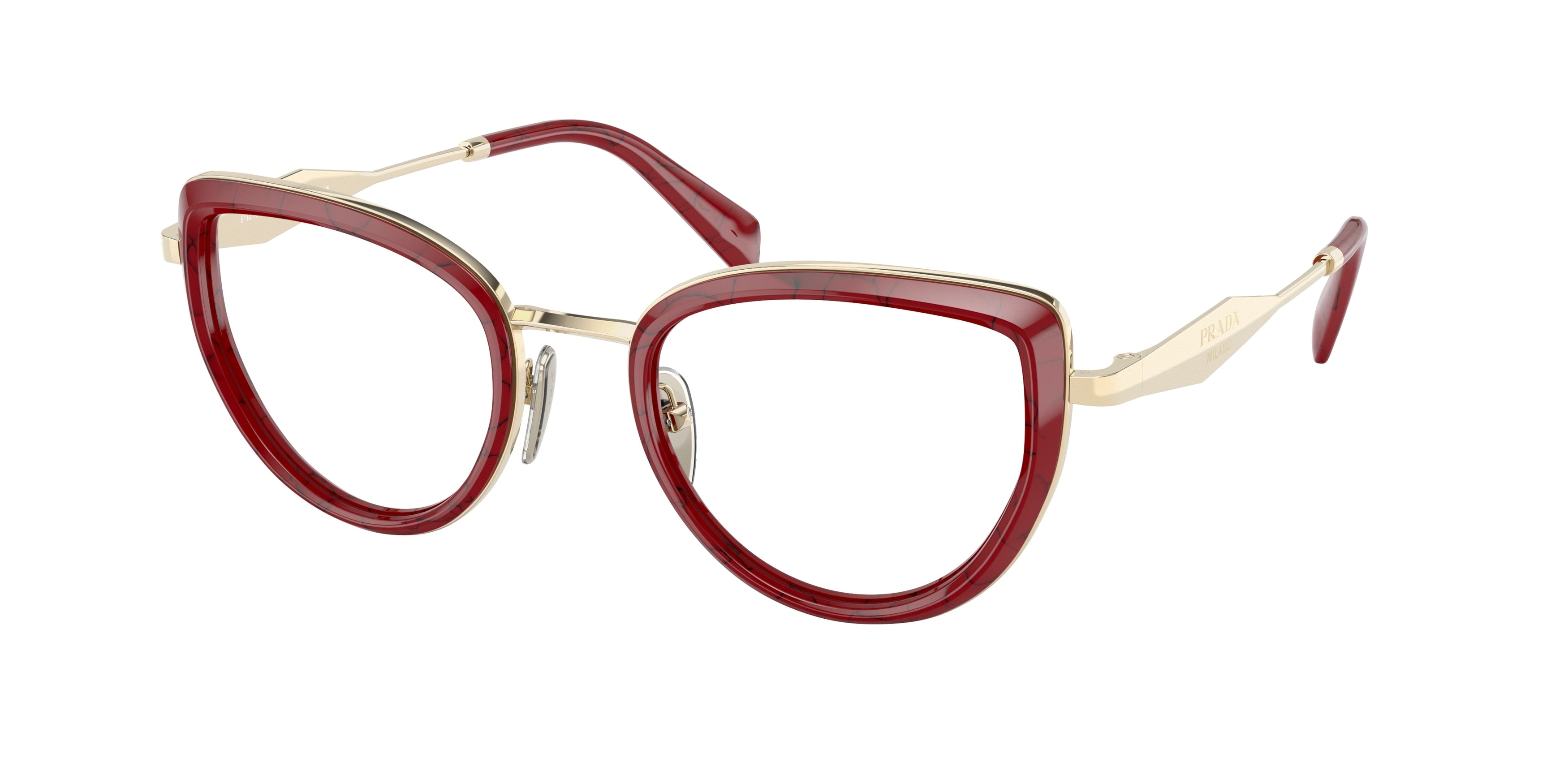 Prada PR54ZV Pillow Eyeglasses 15D1O1-Etruscan Marble 51-140-22 - Color Map Red