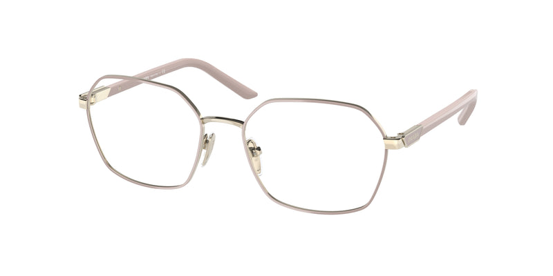 Prada PR55YV Square Eyeglasses 09Y1O1-Alabaster/Pale Gold 53-135-17 - Color Map Gold