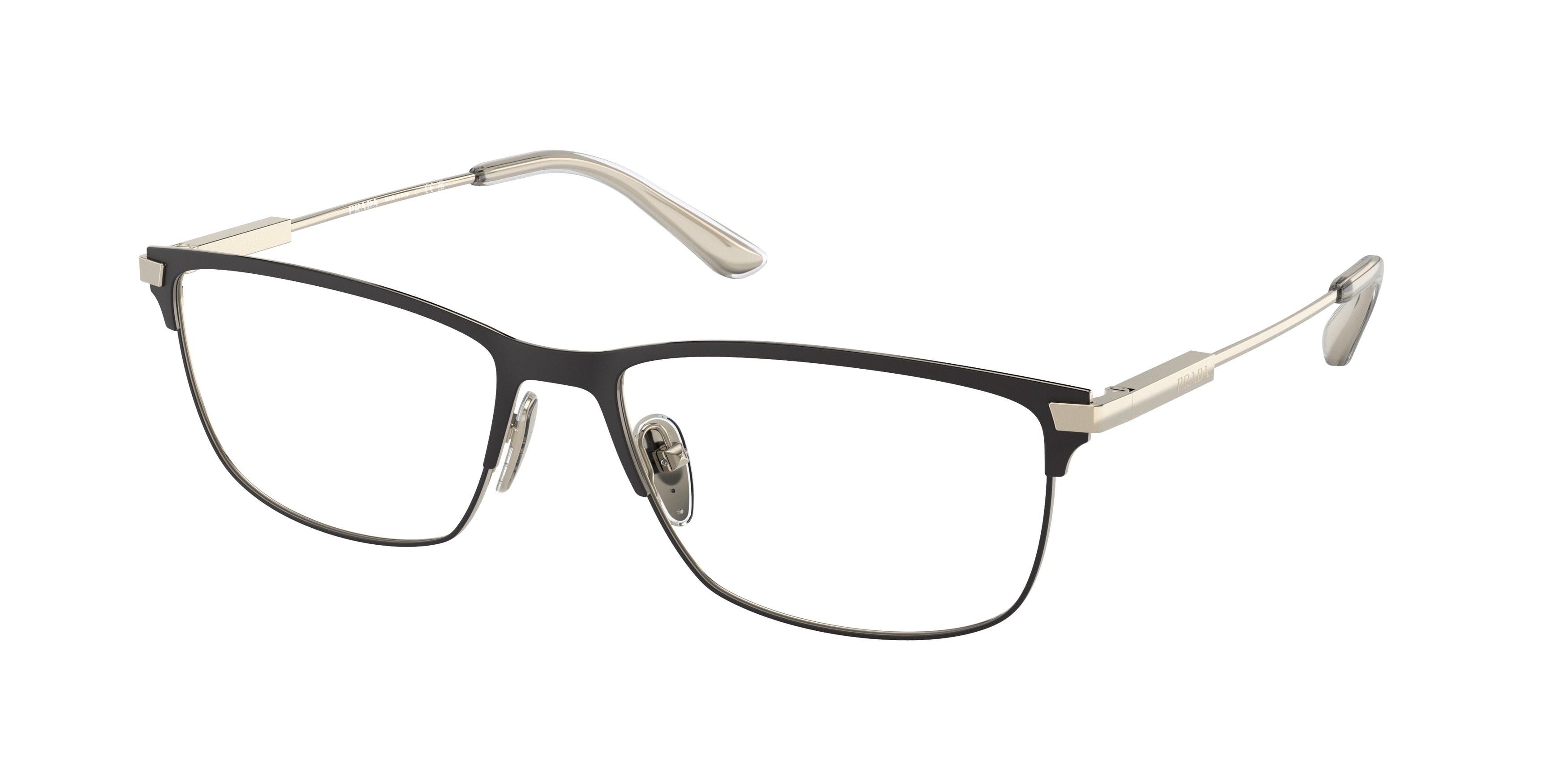 Prada PR55ZV Rectangle Eyeglasses  1BO1O1-Matte Black 55-145-17 - Color Map Black