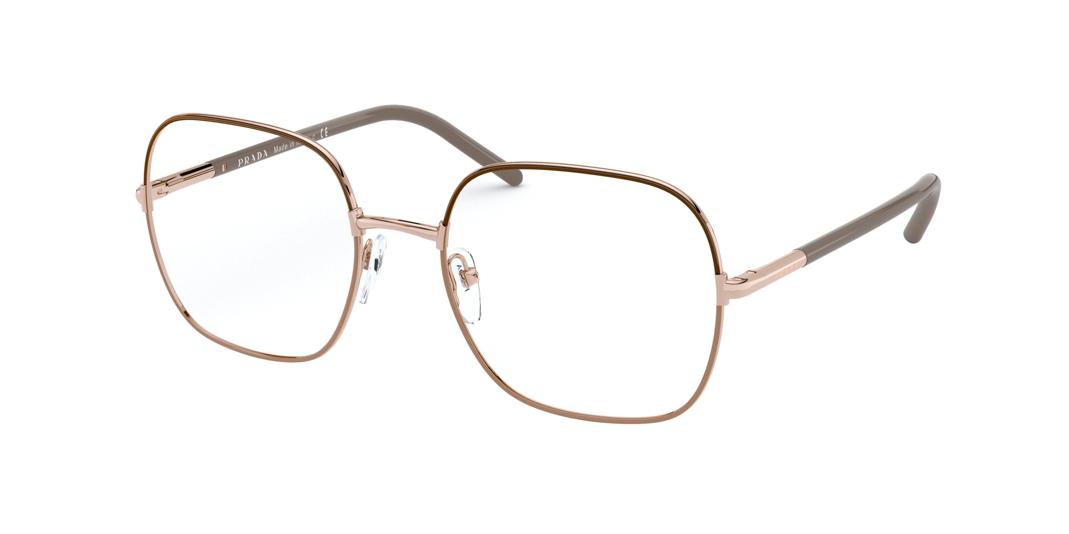 Prada PR56WV Rectangle Eyeglasses 02H1O1-Brown/Beige 54-140-19 - Color Map Brown