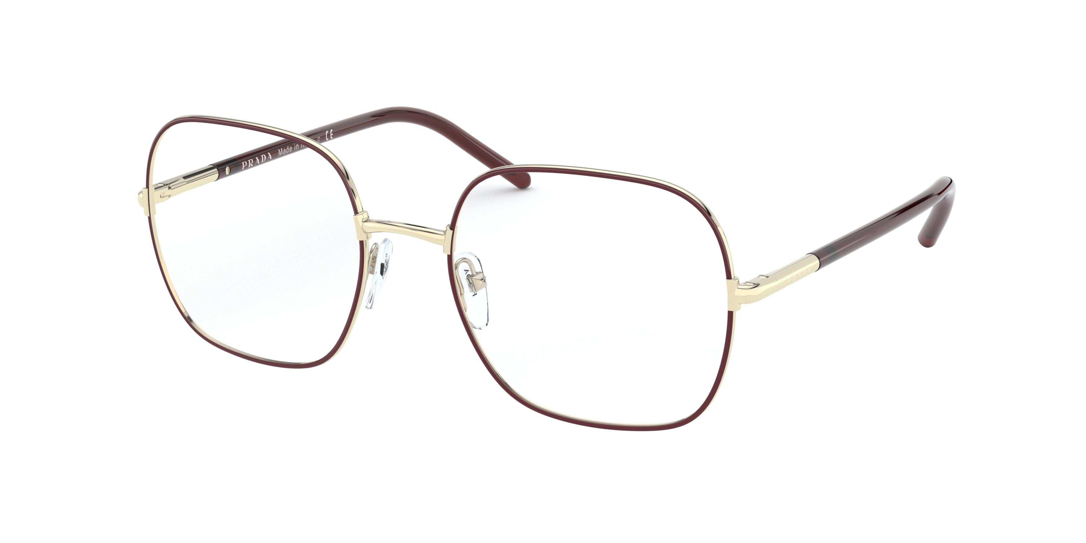 Prada PR56WV Rectangle Eyeglasses 09B1O1-Bordeaux 54-140-19 - Color Map Red