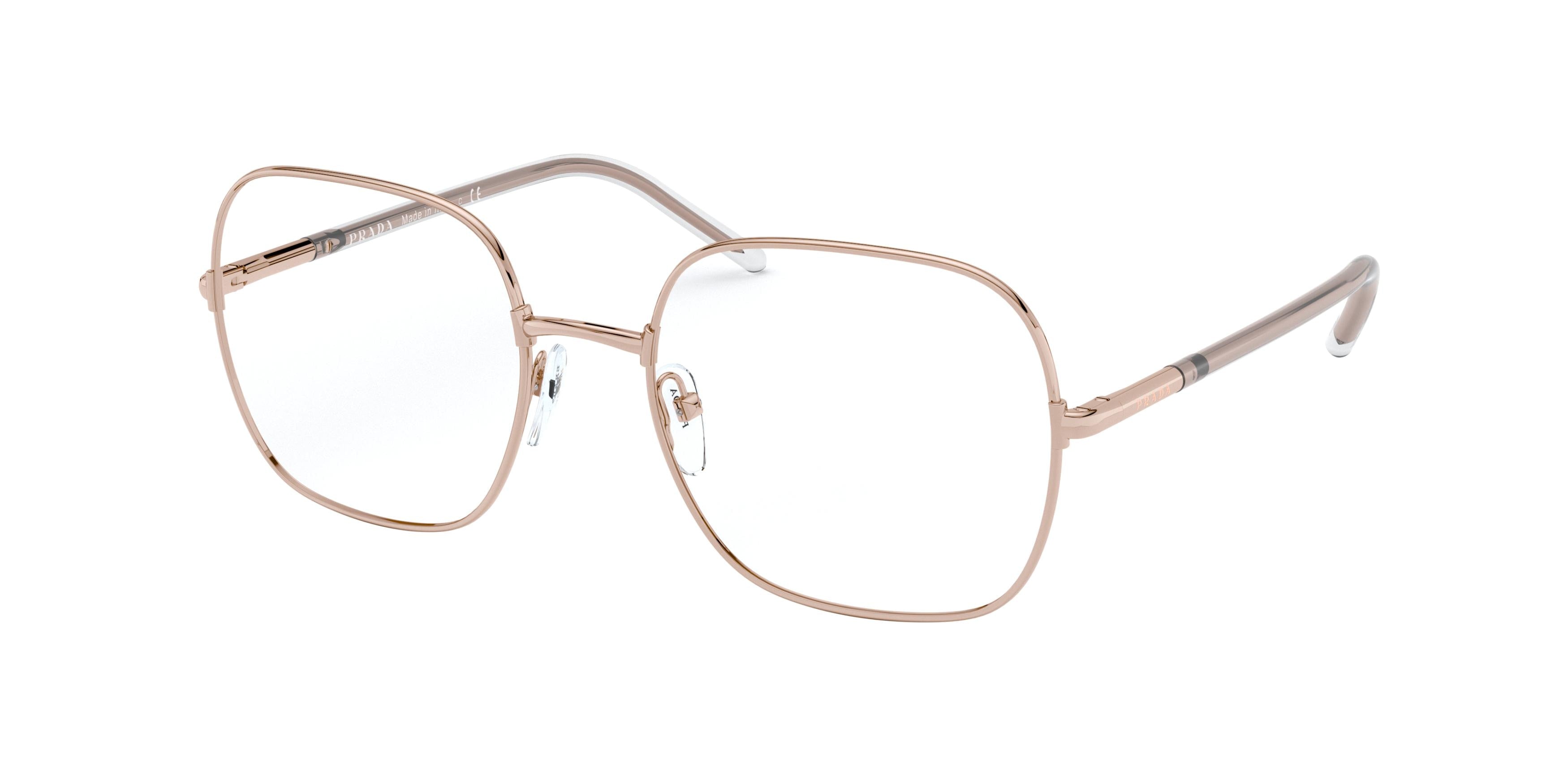 Prada PR56WV Rectangle Eyeglasses SVF1O1-Pink Gold 54-140-19 - Color Map Pink