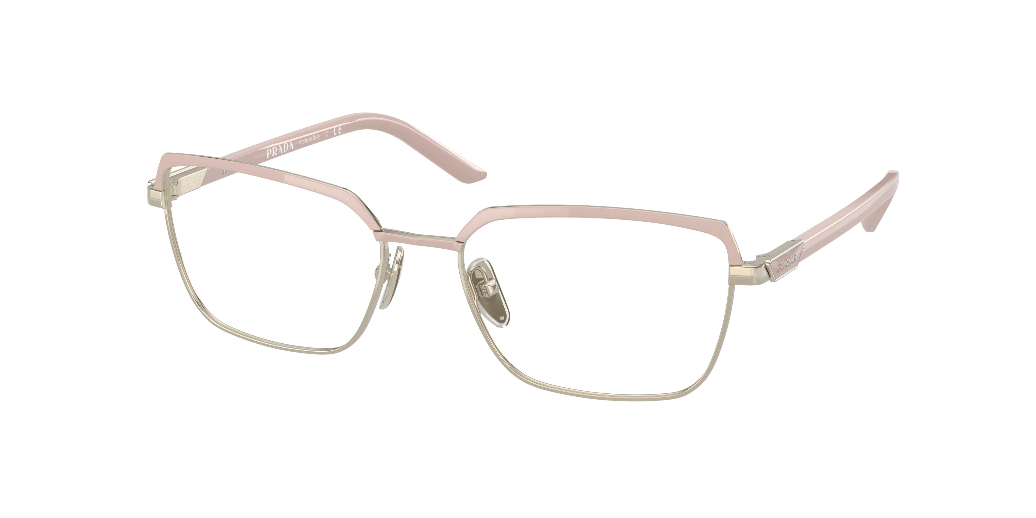 Prada PR56YV Square Eyeglasses  09Y1O1-Alabaster/Pale Gold 54-135-17 - Color Map Gold