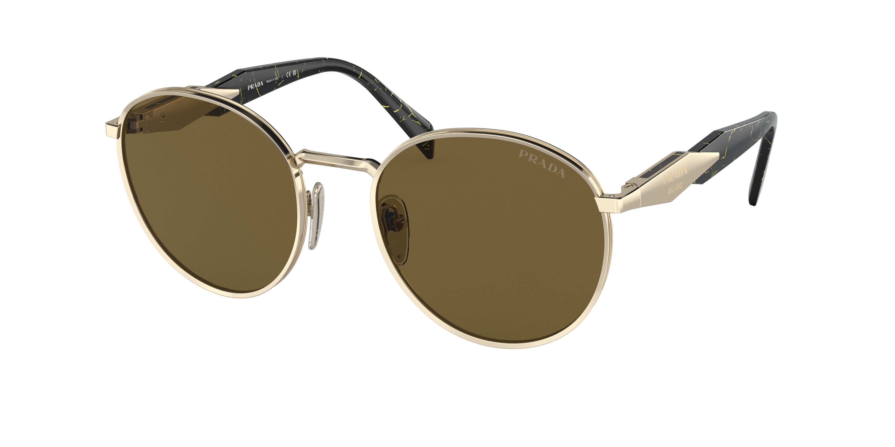 Prada PR56ZS Round Sunglasses  ZVN01T-Pale Gold 54-140-20 - Color Map Gold