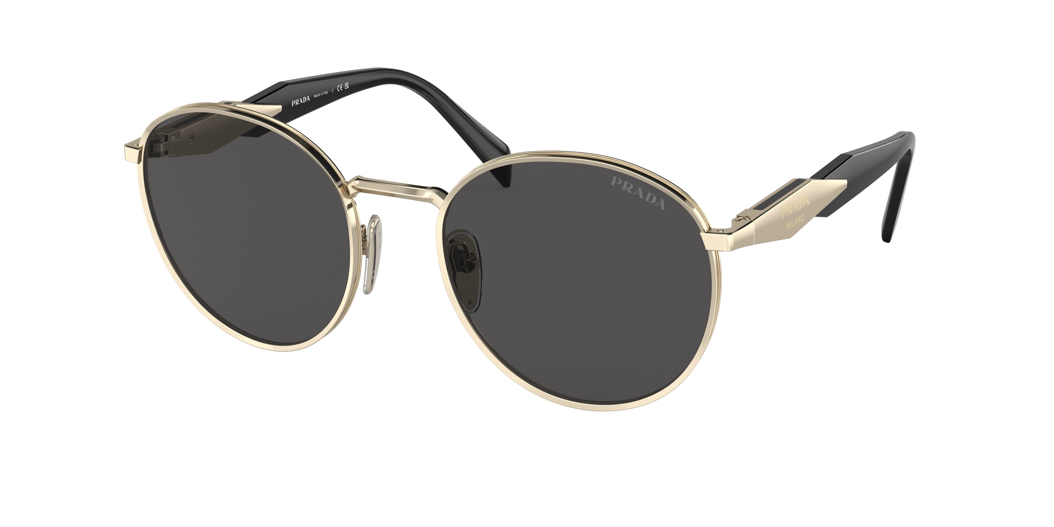 Prada PR56ZS Round Sunglasses ZVN5S0-Pale Gold 54-140-20 - Color Map Gold