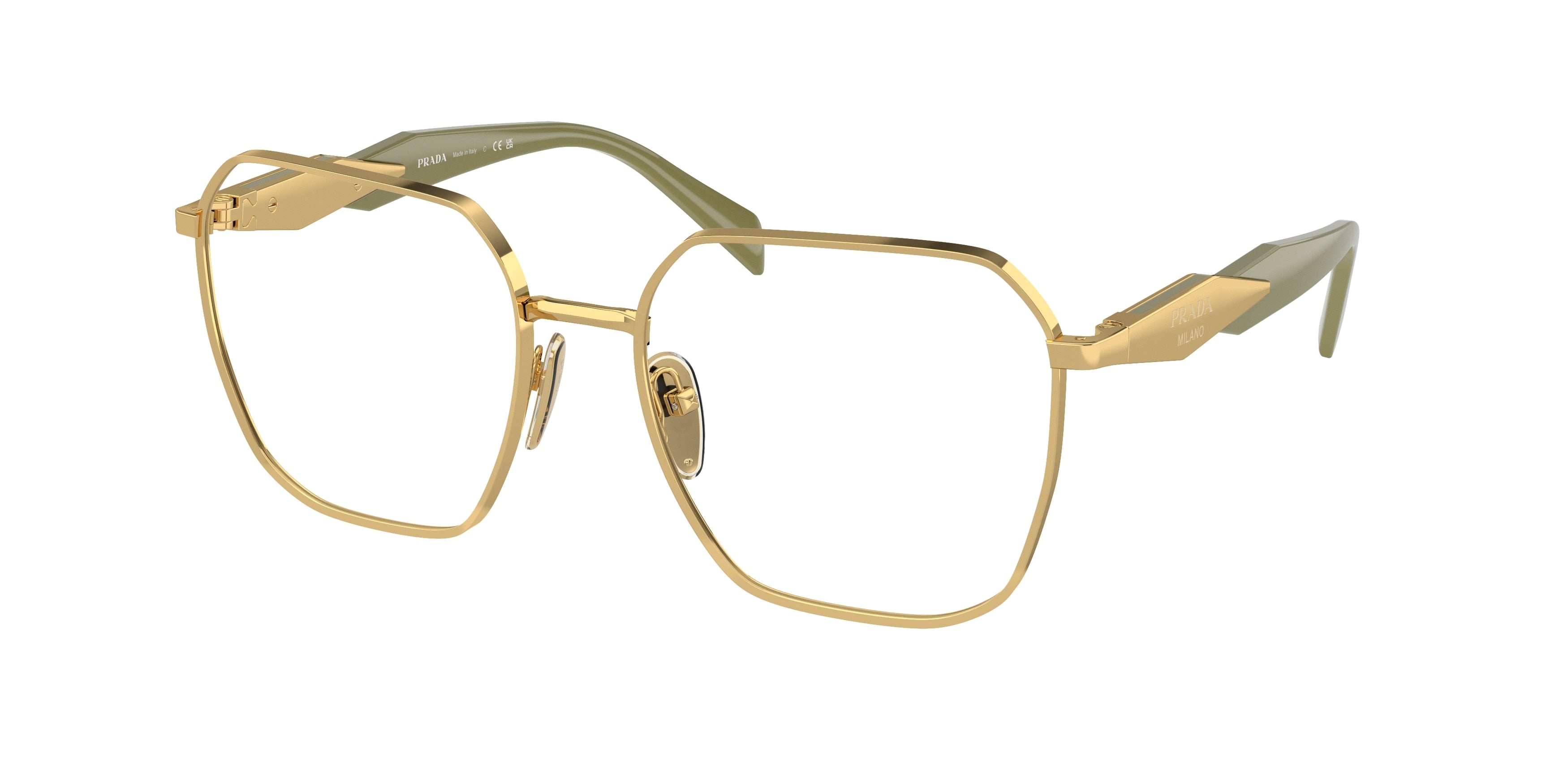 Prada PR56ZV Square Eyeglasses 5AK1O1-Gold 55-140-18 - Color Map Gold