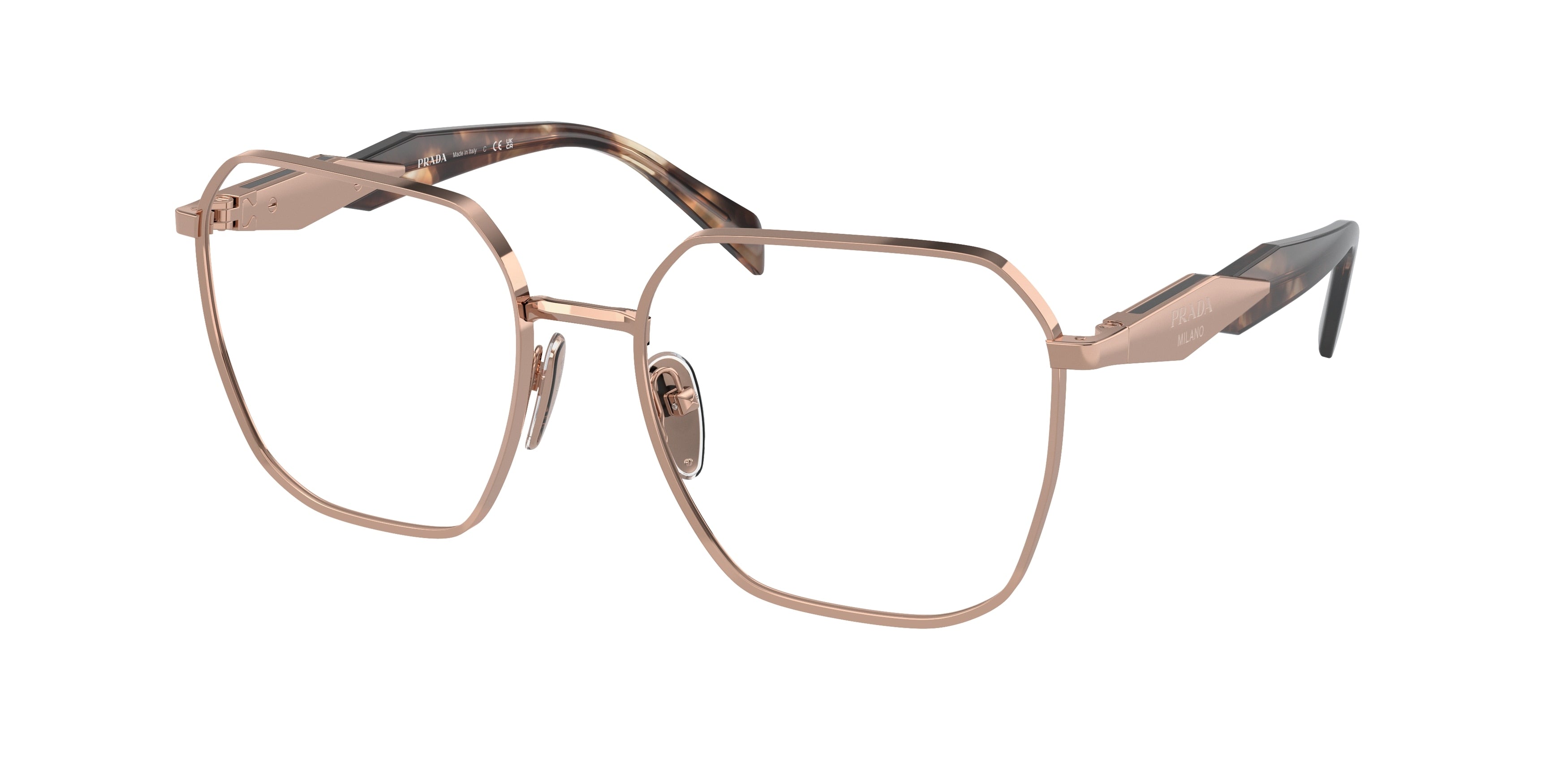 Prada PR56ZV Square Eyeglasses SVF1O1-Pink Gold 55-140-18 - Color Map Pink