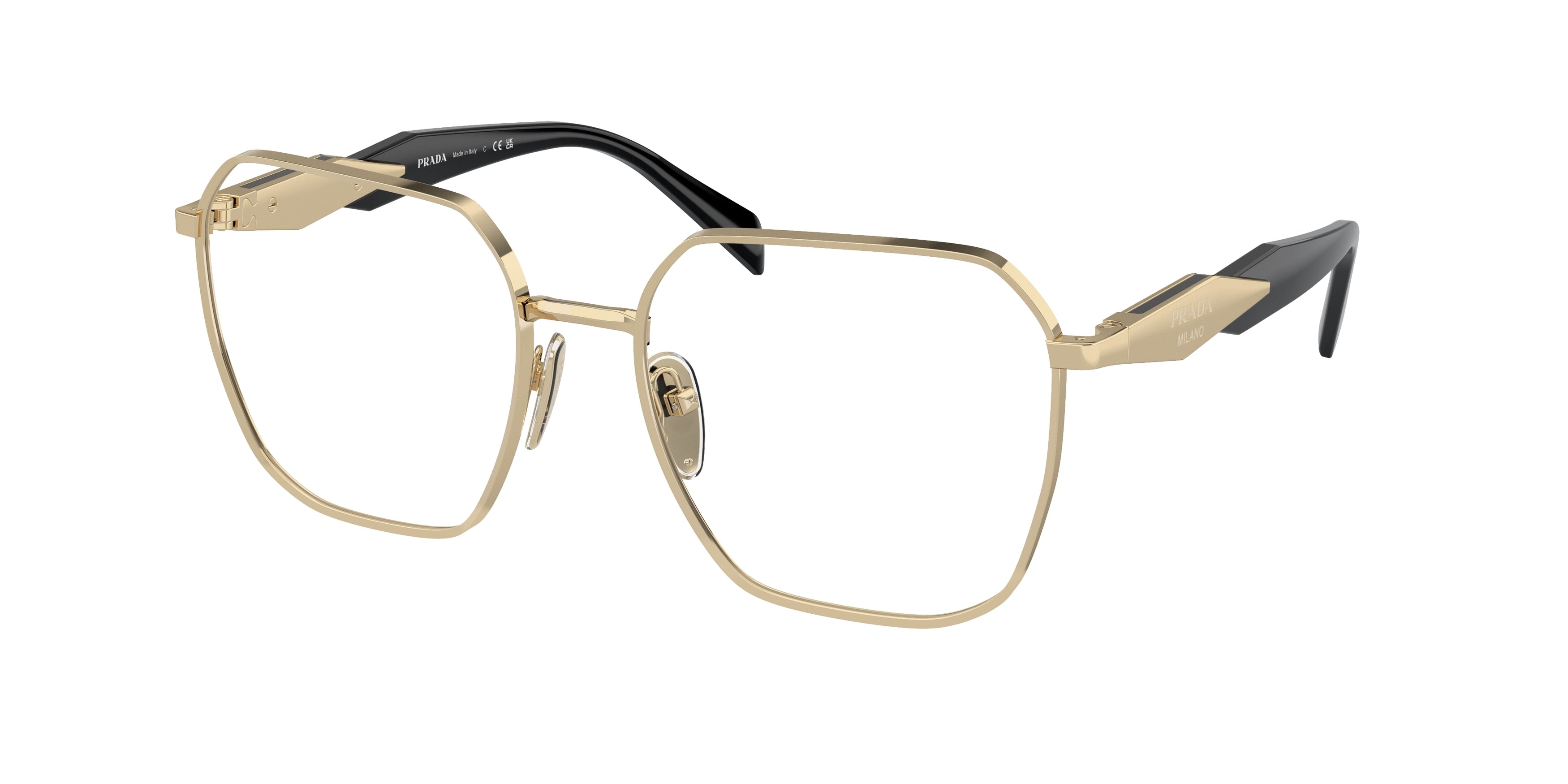 Prada PR56ZV Square Eyeglasses ZVN1O1-Pale Gold 55-140-18 - Color Map Gold
