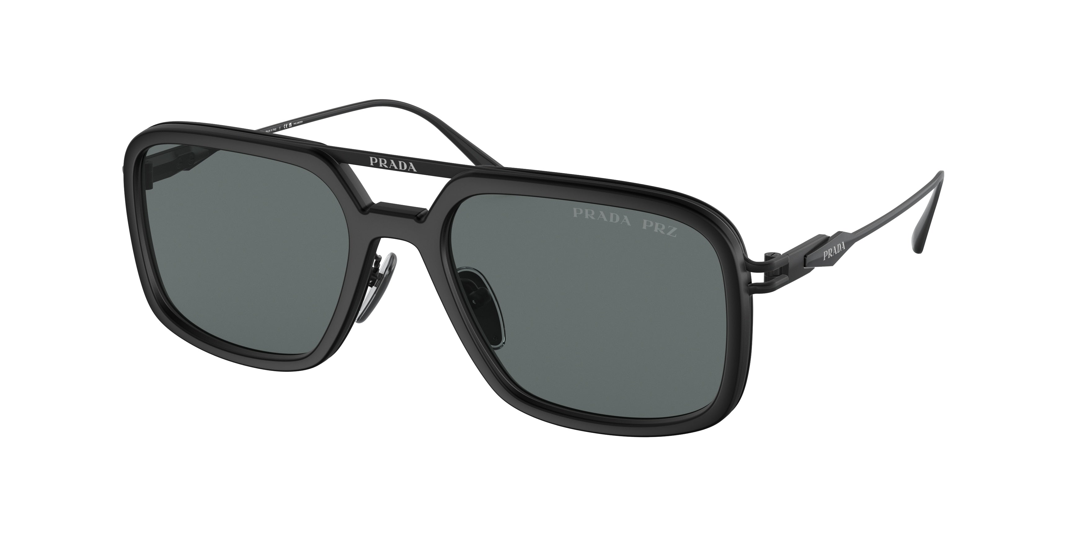 Prada PR57ZS Pillow Sunglasses 1BO5Z1-Matte Black 55-140-19 - Color Map Black