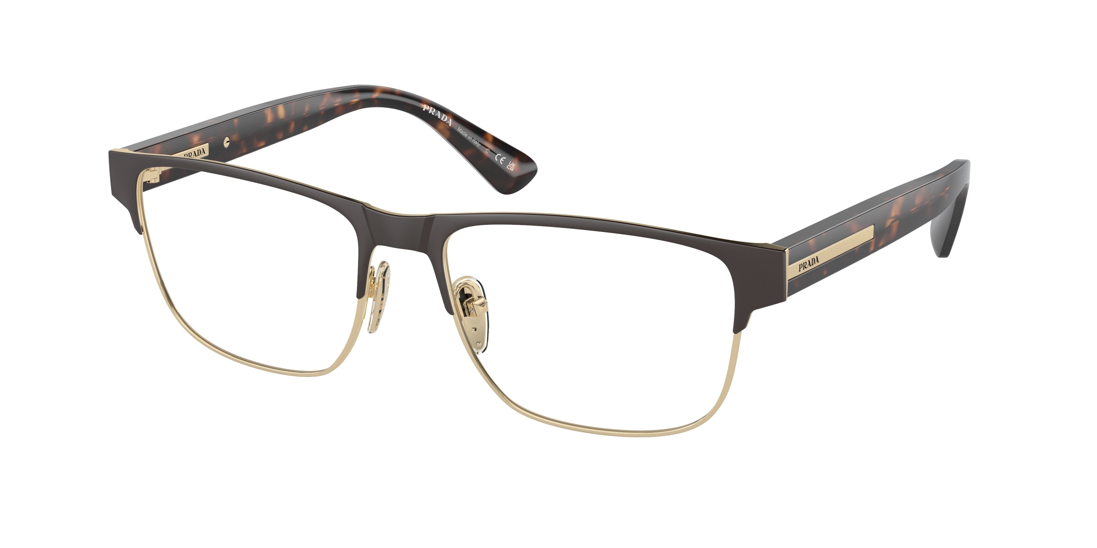 Prada PR57ZV Pillow Eyeglasses 01U1O1-Matte Brown 56-145-17 - Color Map Brown