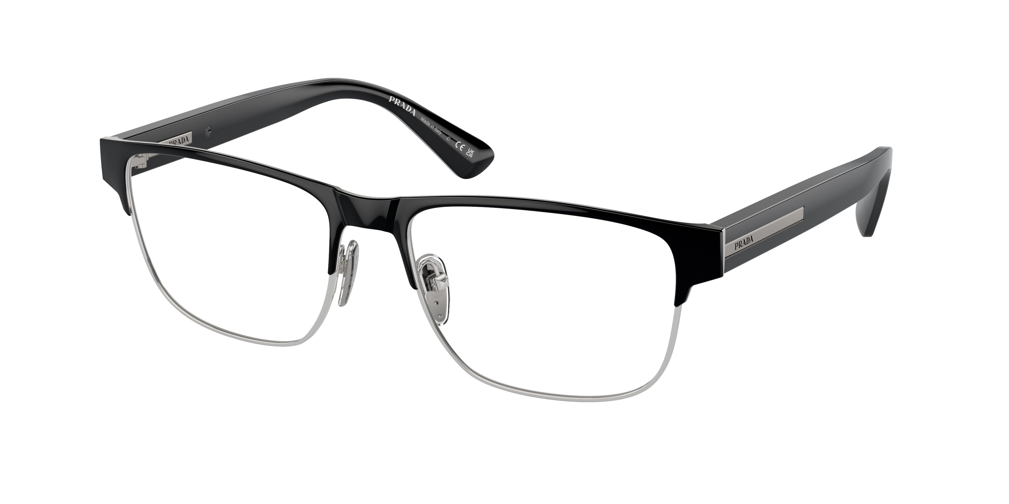 Prada PR57ZV Pillow Eyeglasses 1AB1O1-Black 56-145-17 - Color Map Black