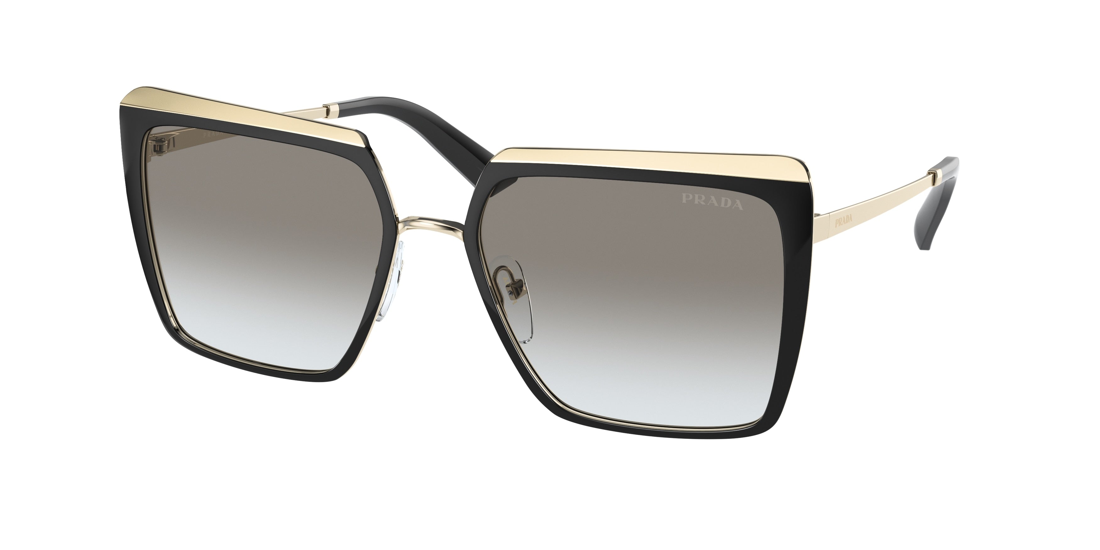 Prada PR58WS Square Sunglasses  AAV0A7-Black/Pale Gold 57-140-18 - Color Map Black