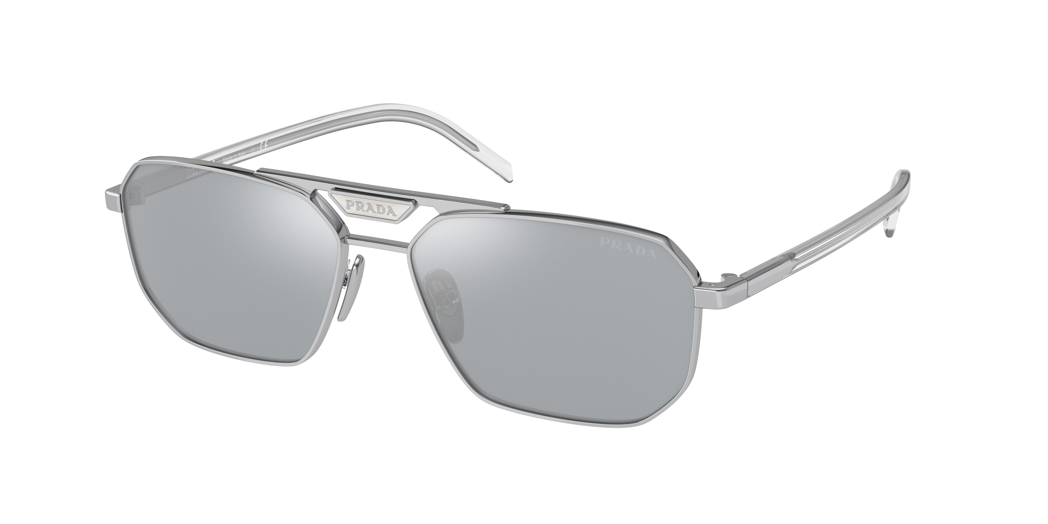 Prada PR58YS Rectangle Sunglasses 1BC02R-Silver 57-145-15 - Color Map Silver