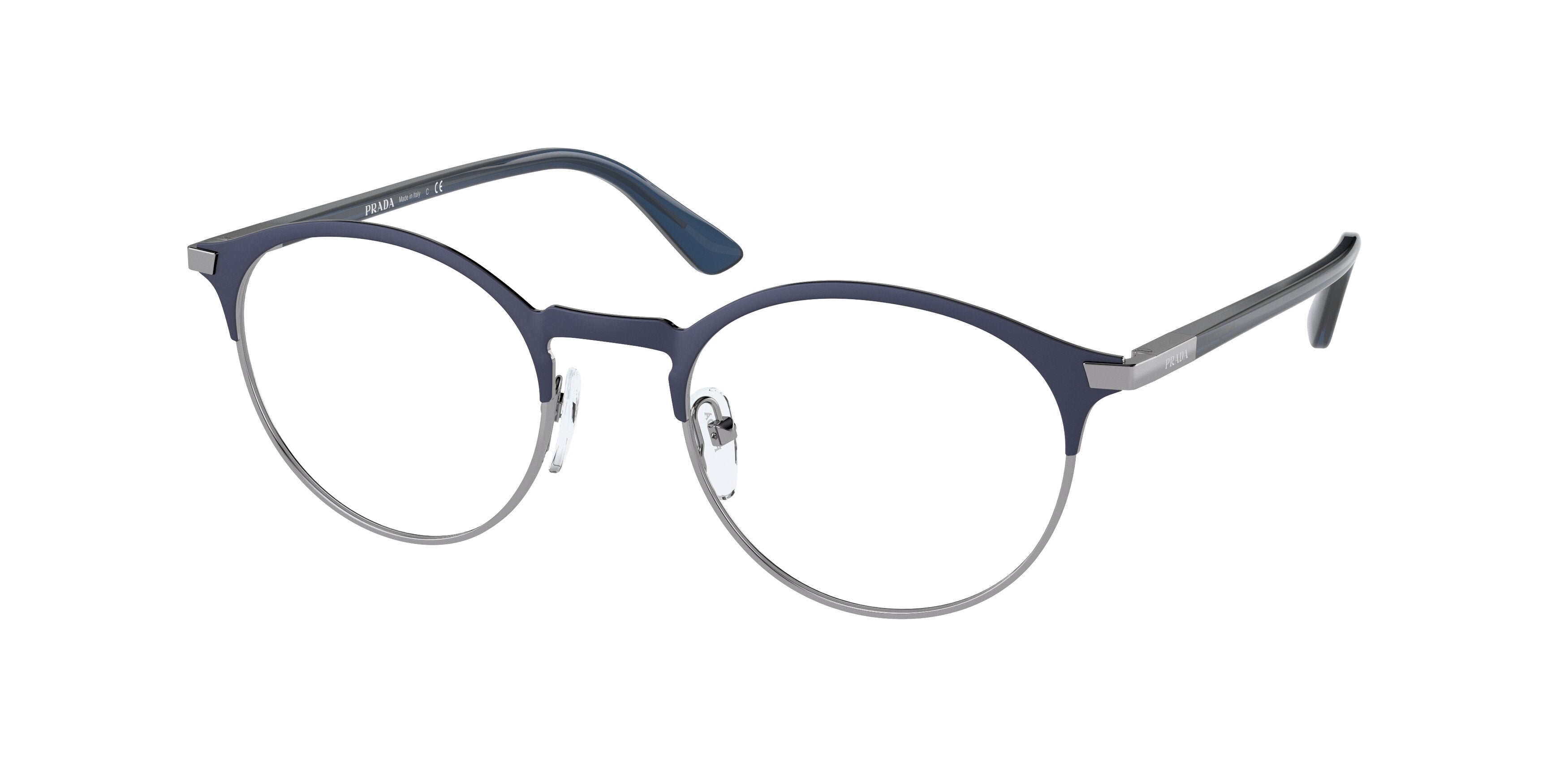 Prada PR58YV Phantos Eyeglasses 02N1O1-Matte Blue 50-145-20 - Color Map Blue