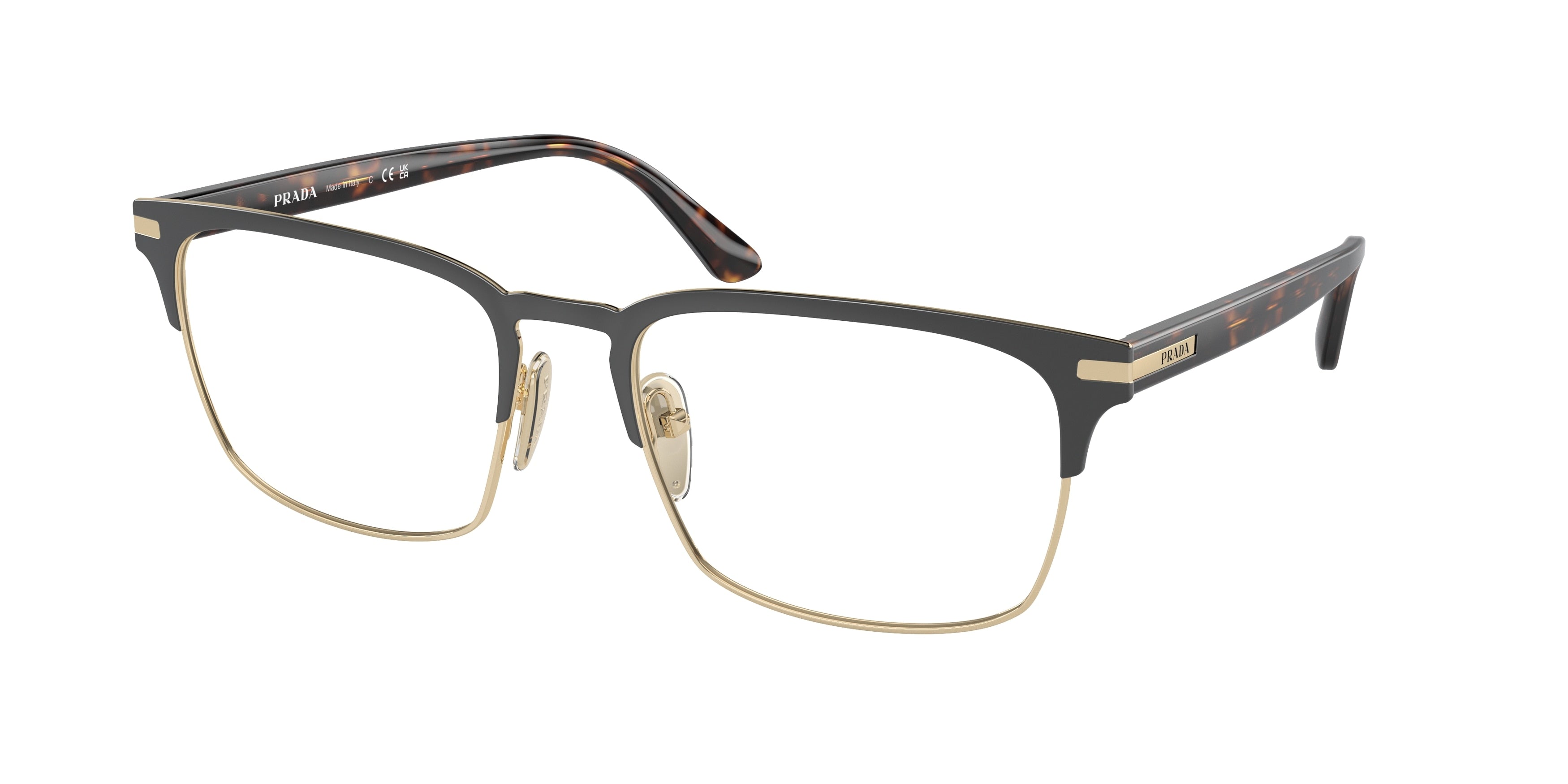 Prada PR58ZV Rectangle Eyeglasses 01U1O1-Matte Brunished/Pale Gold 57-145-19 - Color Map Brown