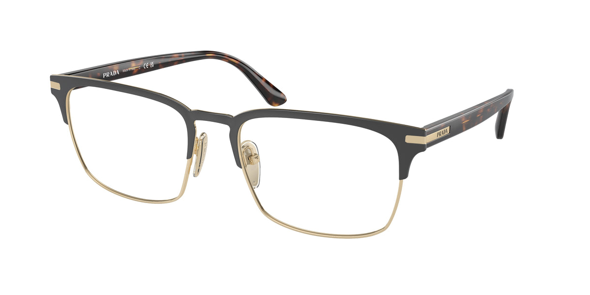 Prada PR58ZV Rectangle Eyeglasses 01U1O1-Matte Brunished/Pale Gold 57-145-19 - Color Map Brown