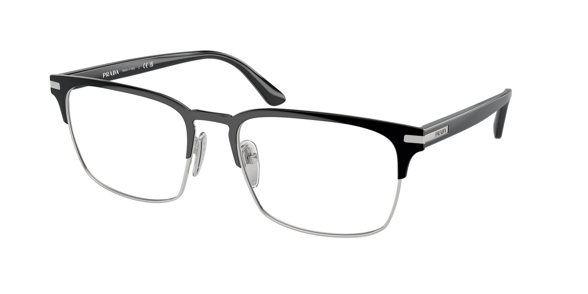 Prada PR58ZV Rectangle Eyeglasses 1AB1O1-Black 57-145-19 - Color Map Black