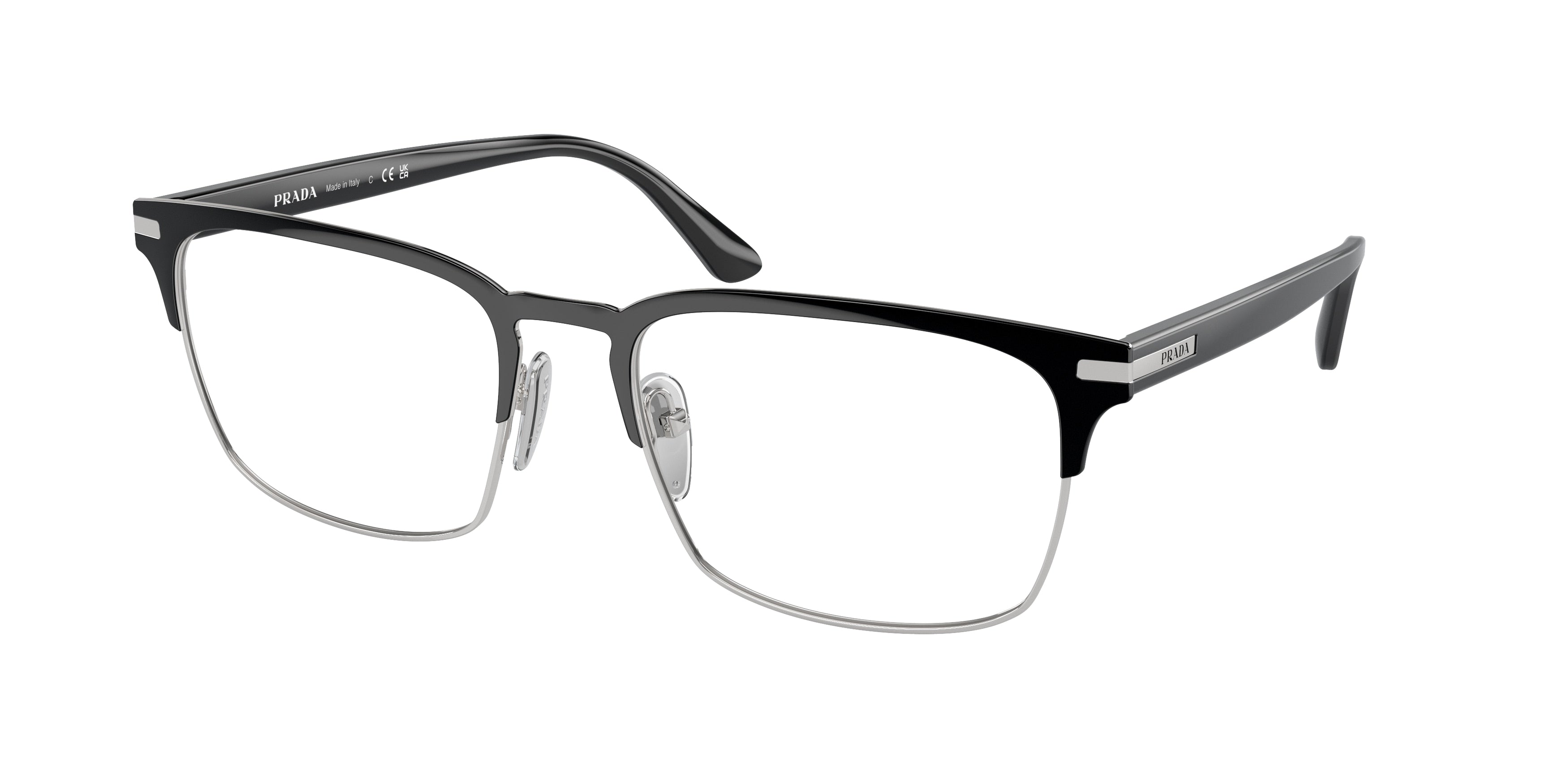 Prada PR58ZV Rectangle Eyeglasses 1AB1O1-Black 57-145-19 - Color Map Black
