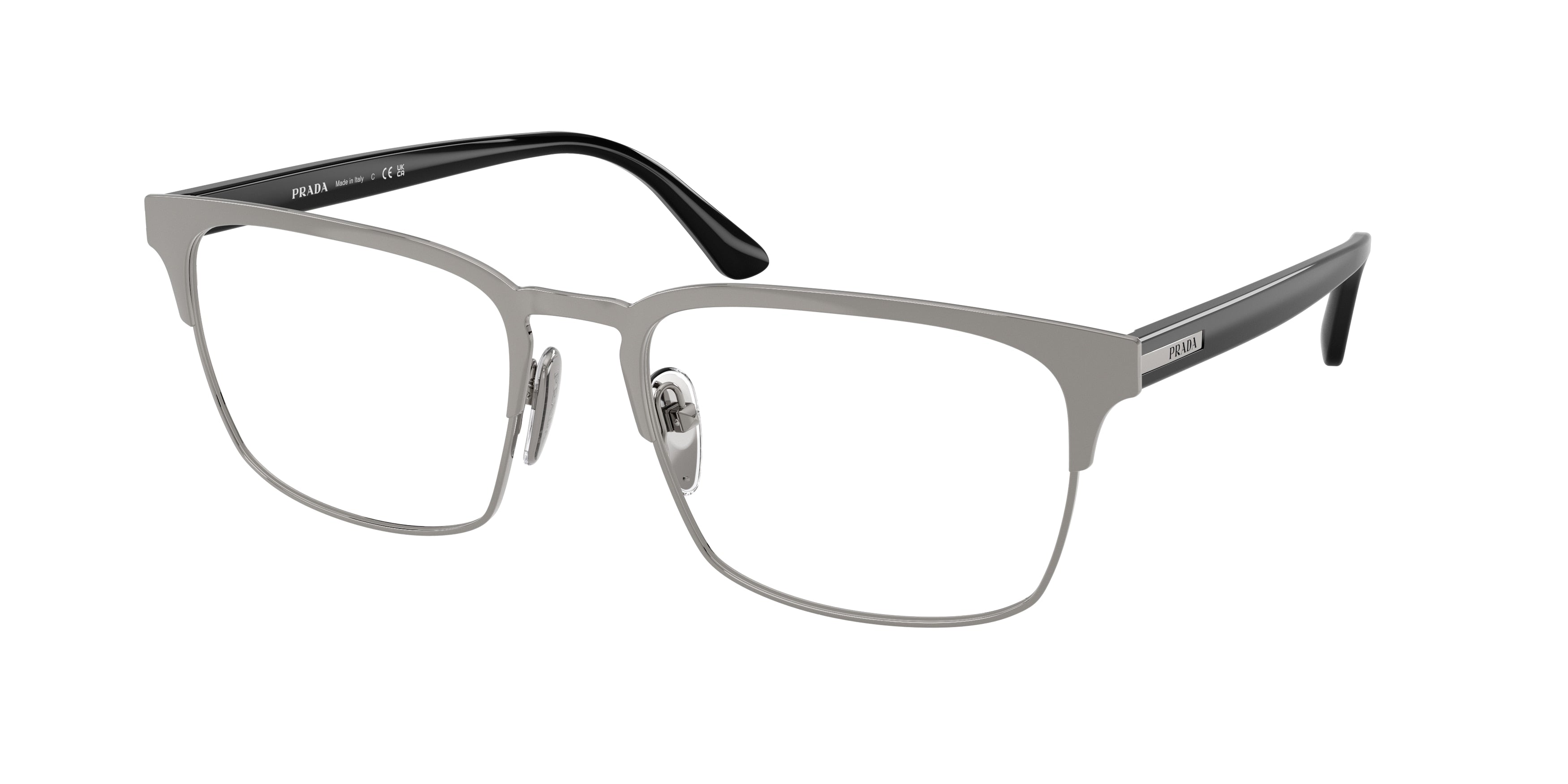 Prada PR58ZV Rectangle Eyeglasses 5AV1O1-Gunmetal 57-145-19 - Color Map Grey