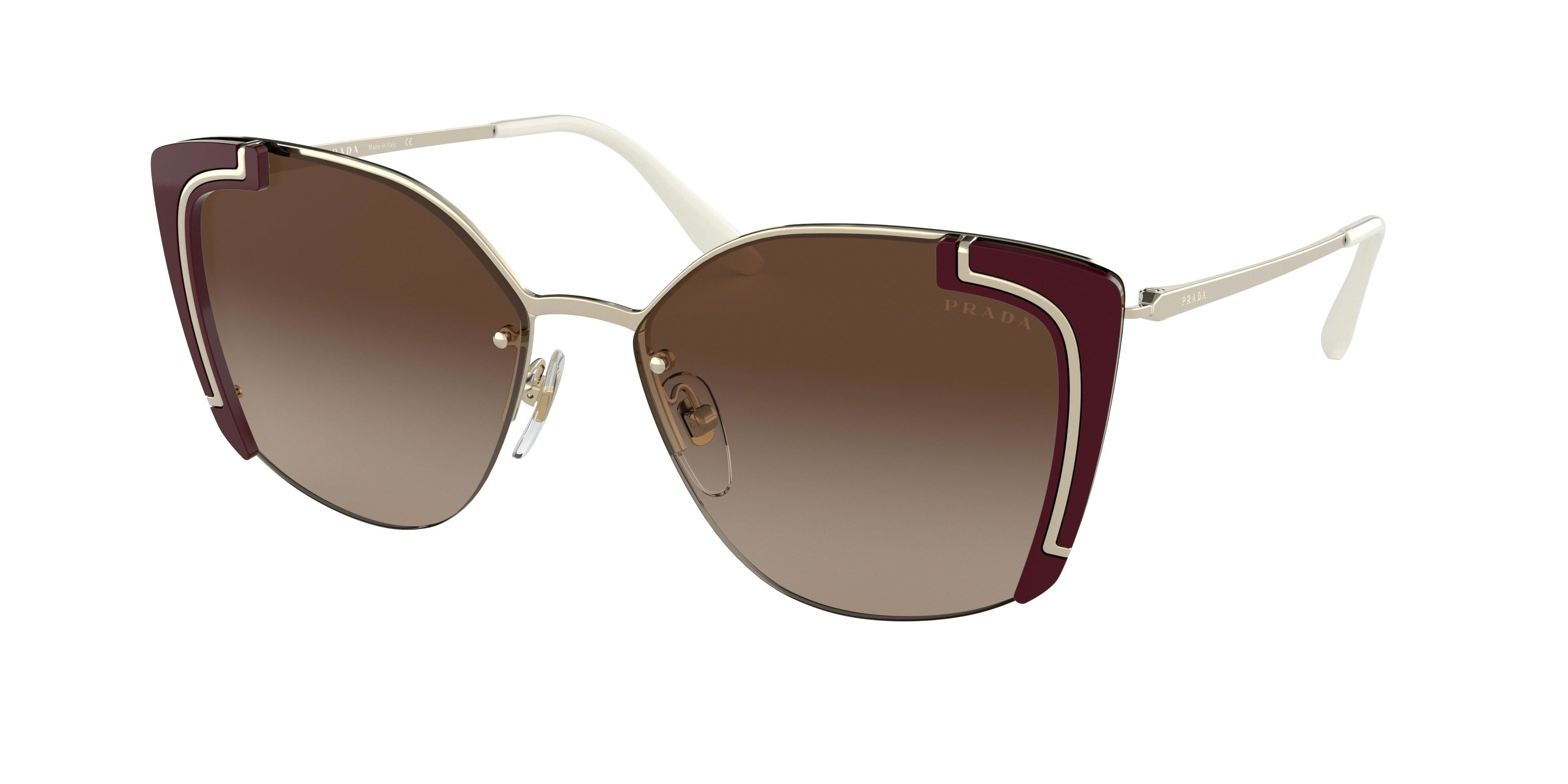 Prada ABSOLUTE PR59VS Irregular Sunglasses 4306S1-Pale Gold/Bordeaux 64-140-16 - Color Map Gold