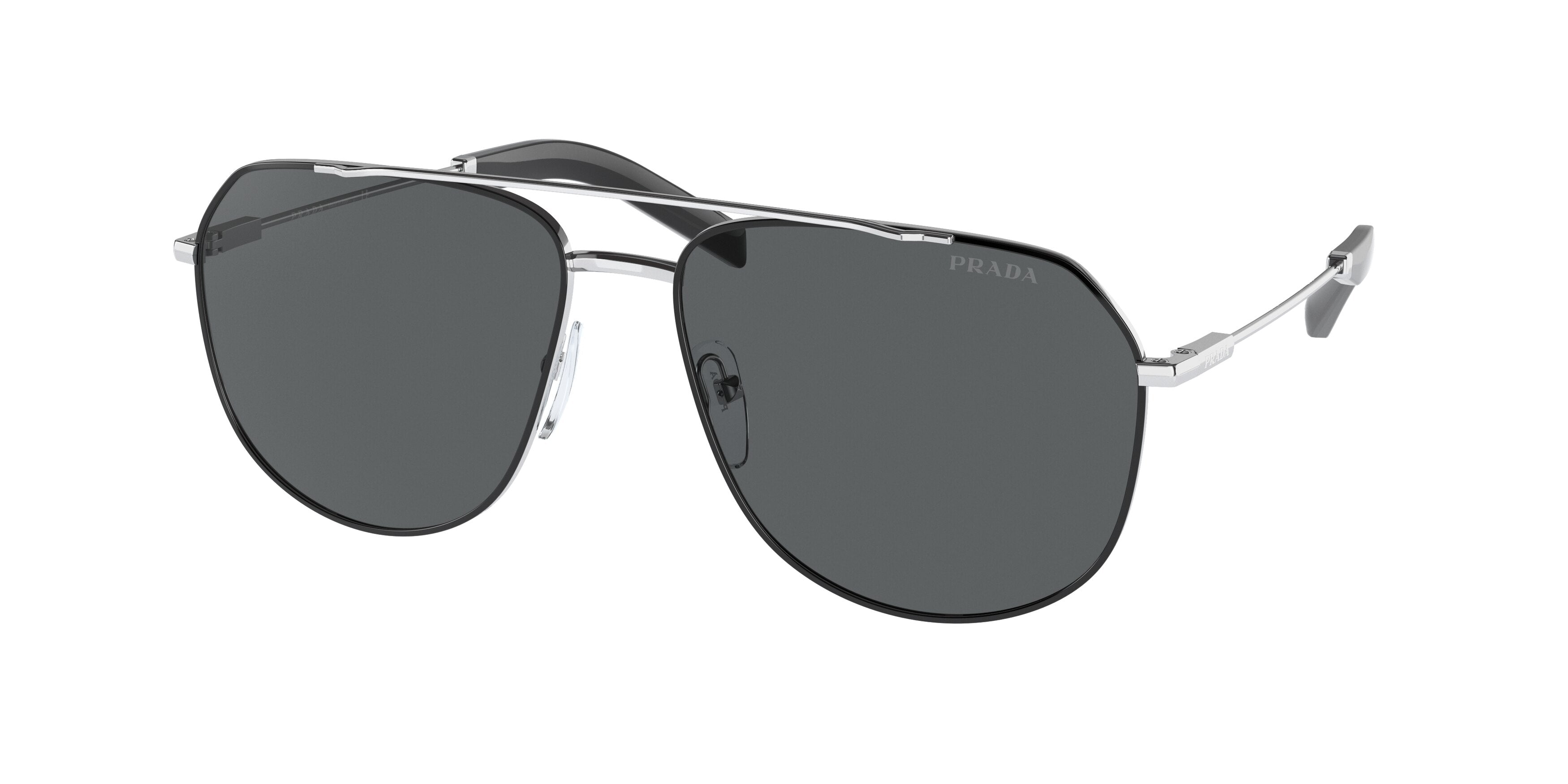 Prada PR59WS Pilot Sunglasses  GAQ731-Silver/Black 60-145-16 - Color Map Silver