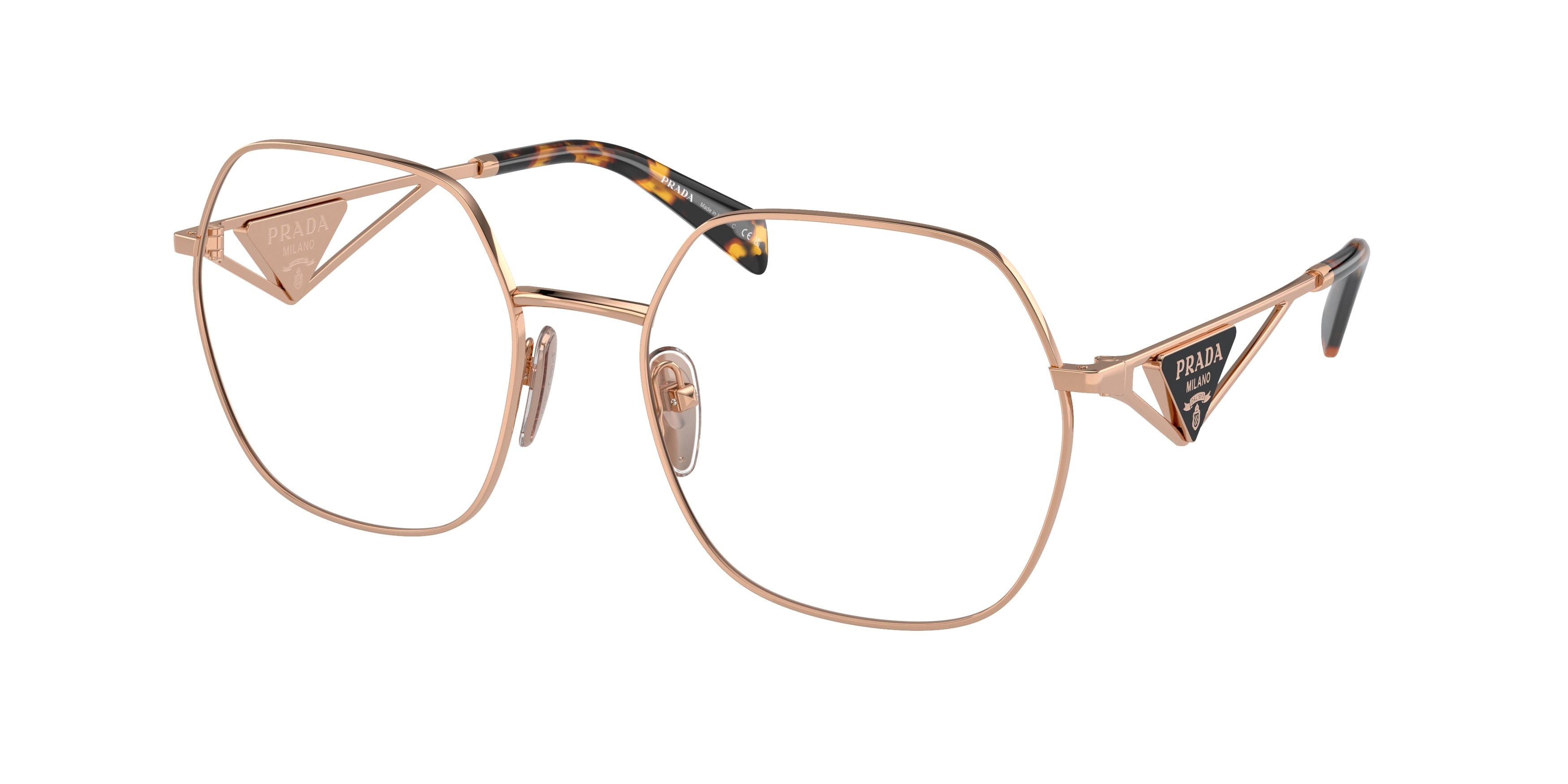 Prada PR59ZV Irregular Eyeglasses SVF1O1-Pink Gold 56-140-19 - Color Map Pink
