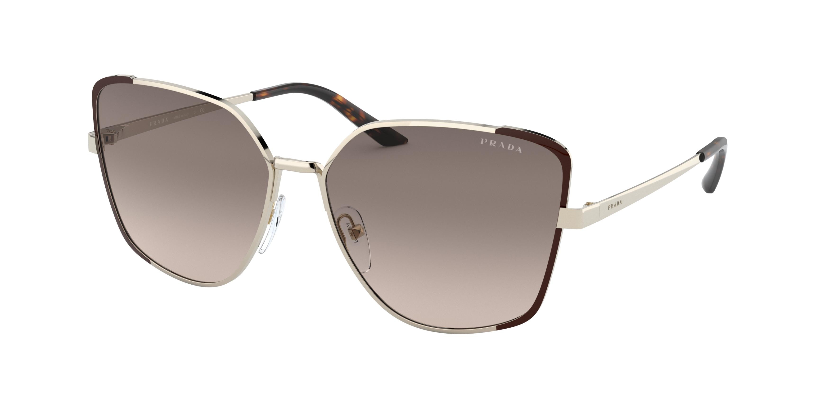 Prada PR60XS Irregular Sunglasses KOF3D0-Pale Gold/Brown 59-140-16 - Color Map Gold