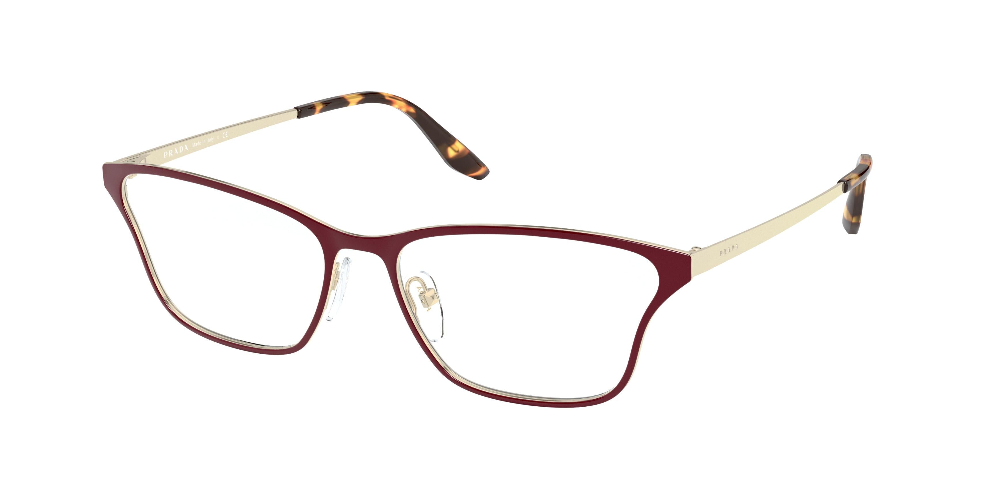 Prada CATWOLK PR60XV Butterfly Eyeglasses 5521O1-Top Bordeaux/Pale Gold 55-145-16 - Color Map Red