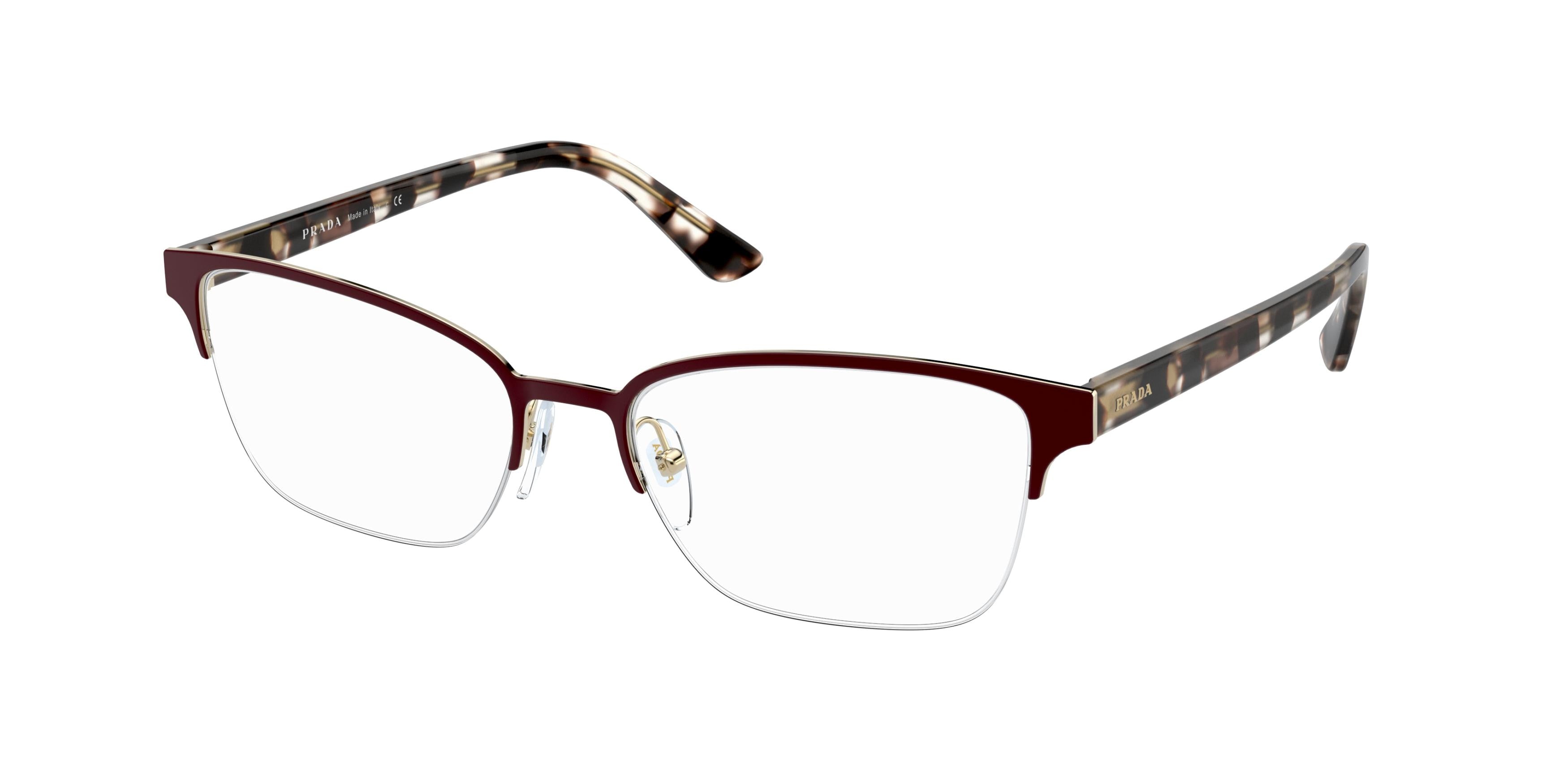 Prada MILLENNIALS PR61XV Cat Eye Eyeglasses 5521O1-Bordeaux 52-145-17 - Color Map Red