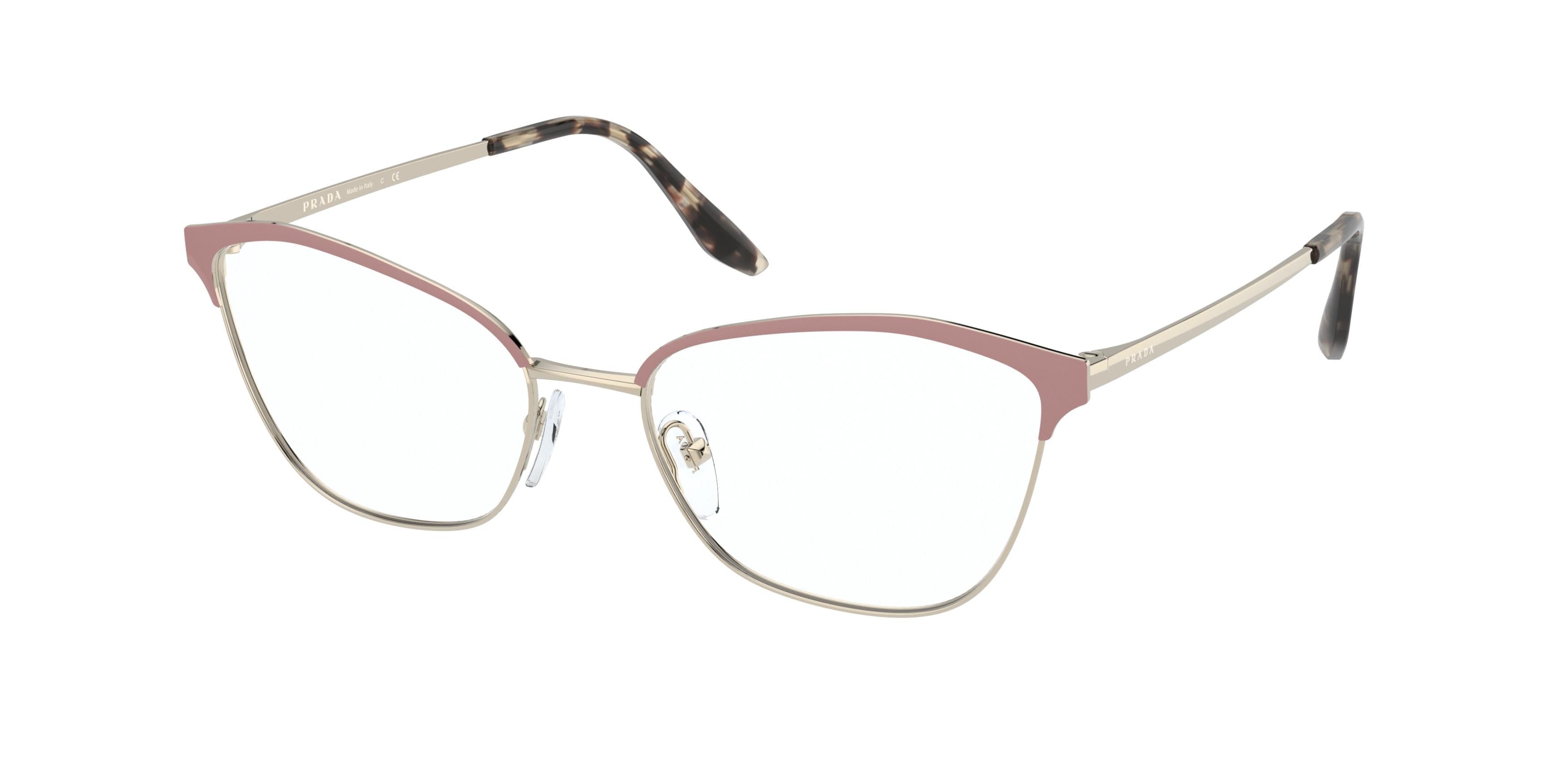 Prada PR62XV Cat Eye Eyeglasses 07B1O1-Matte Pink/Pale Gold 54-145-17 - Color Map Pink
