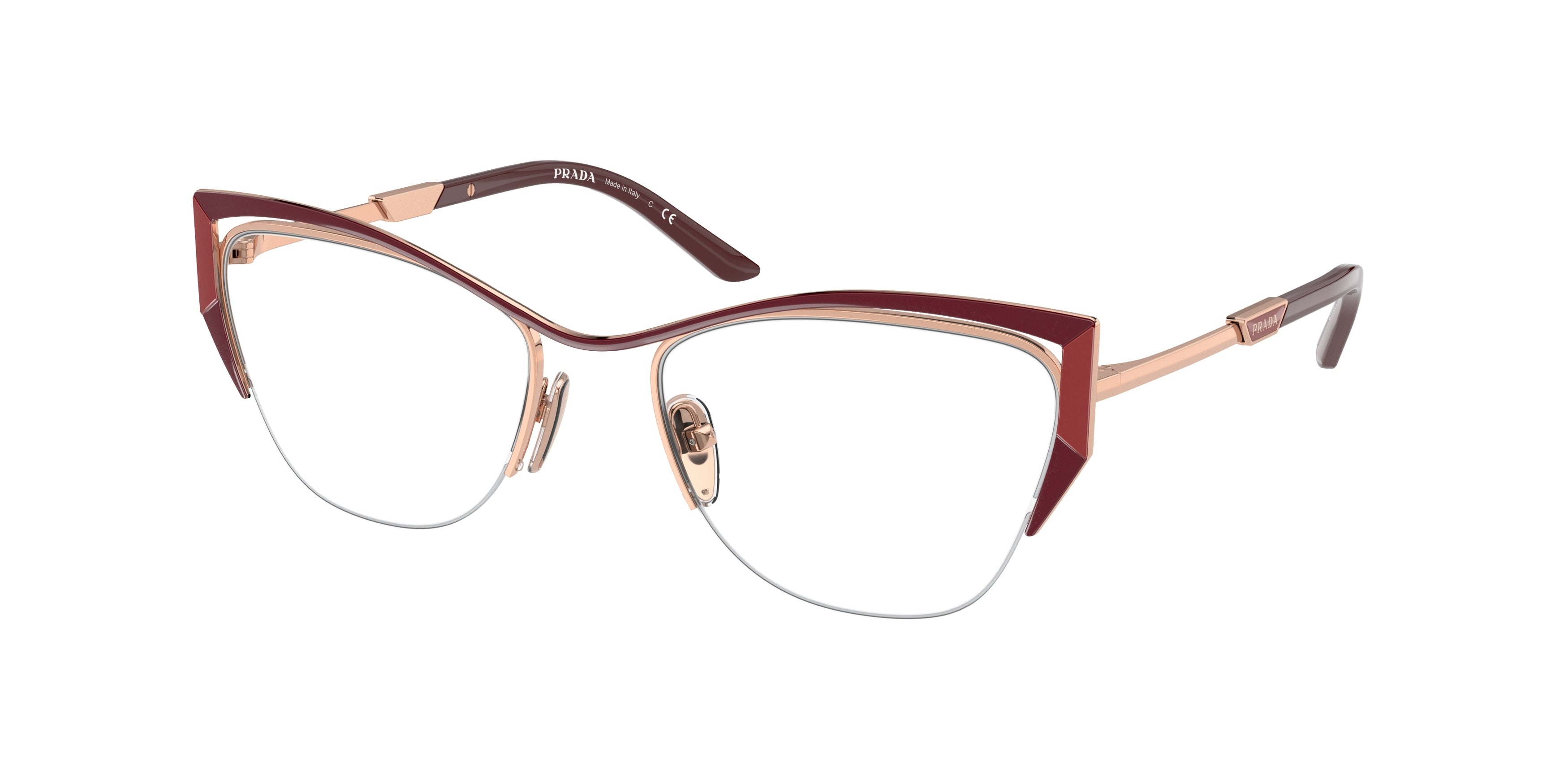 Prada PR63YV Butterfly Eyeglasses 13A1O1-Red/Fire/Rose Gold 54-135-19 - Color Map Red
