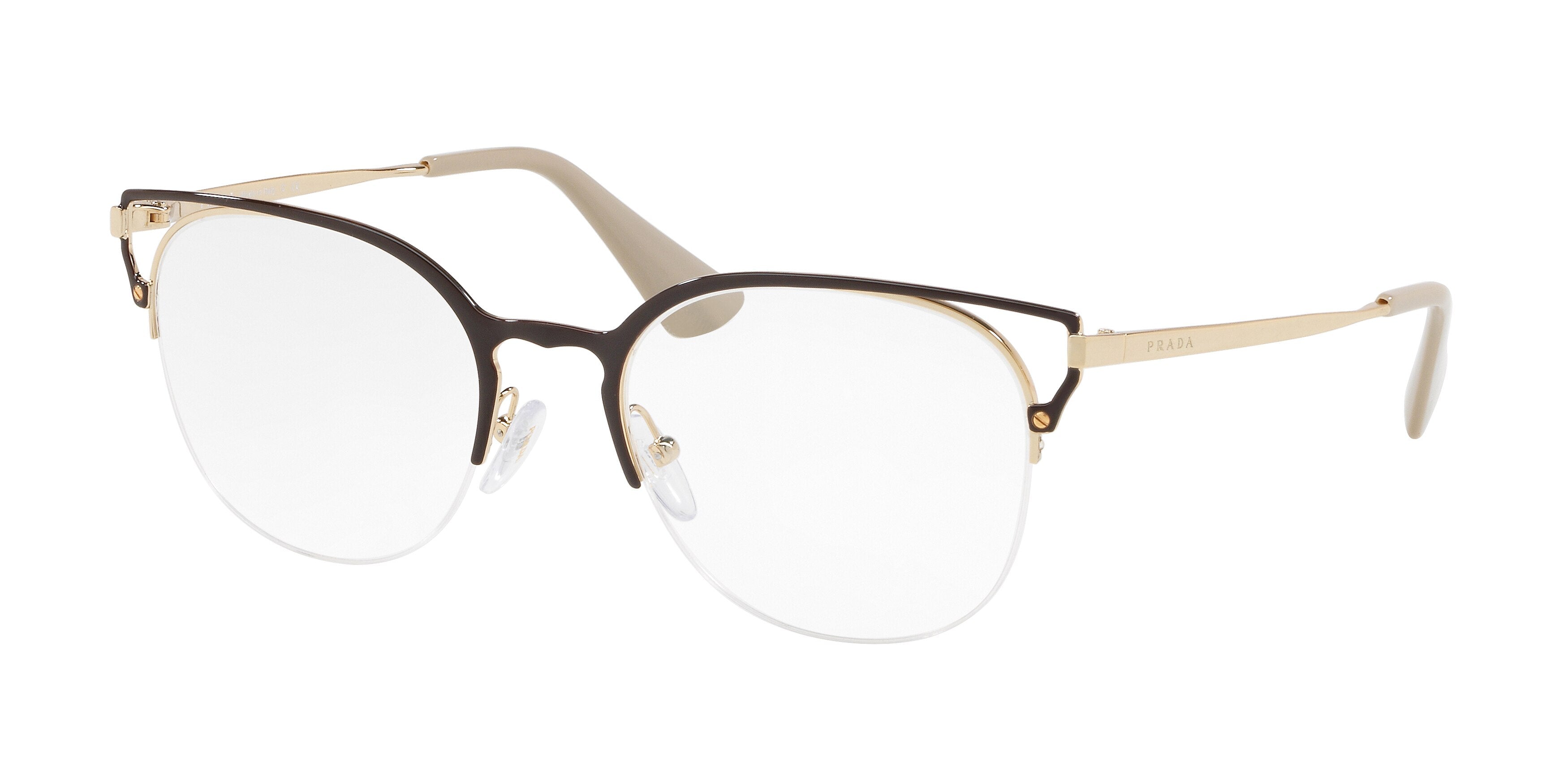 Prada CATWALK PR64UV Phantos Eyeglasses  98R1O1-Brown/Gold 53-140-20 - Color Map Brown