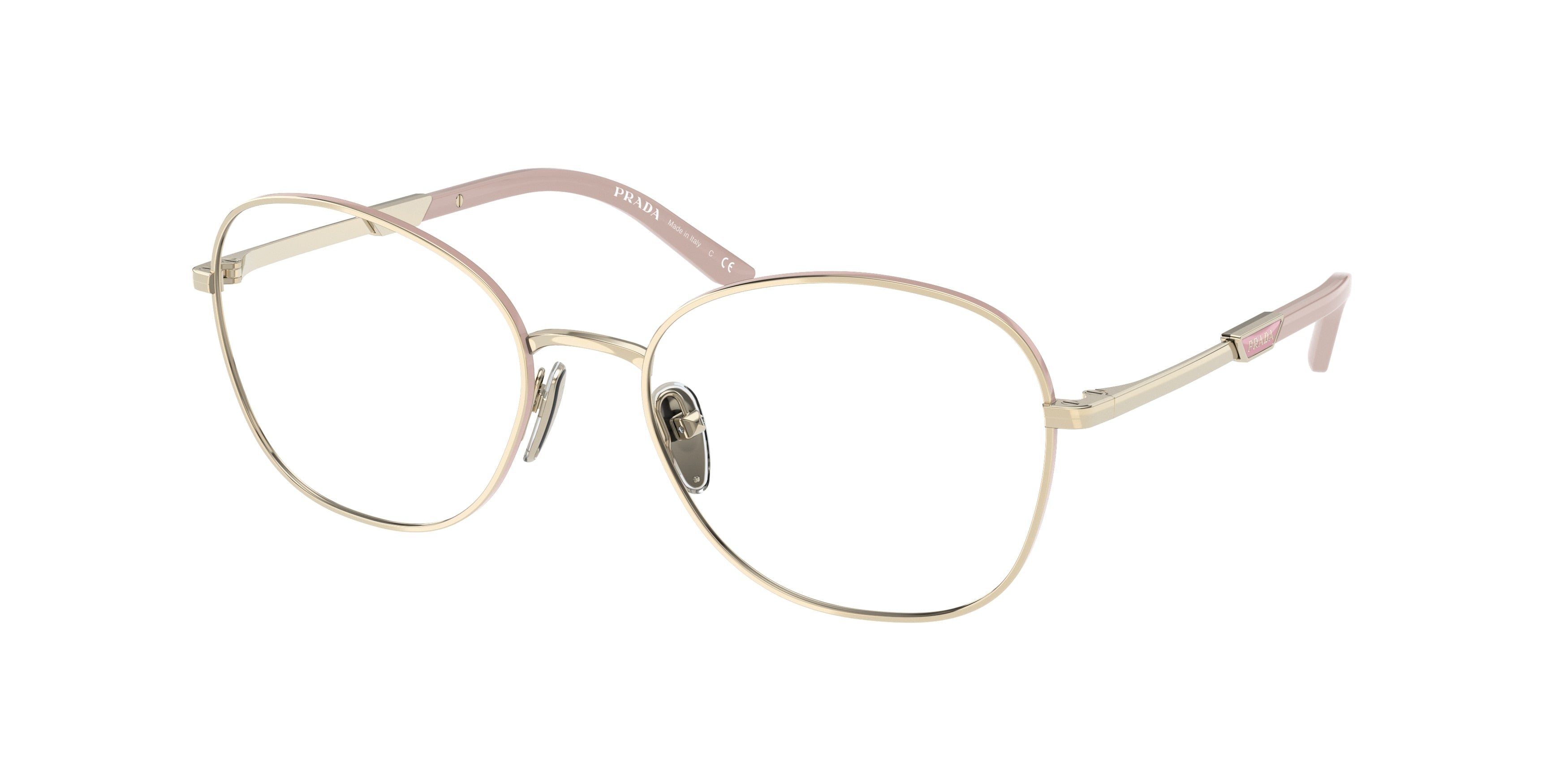 Prada PR64YV Round Eyeglasses 17A1O1-Pale Gold/Alabaster 54-135-18 - Color Map Gold
