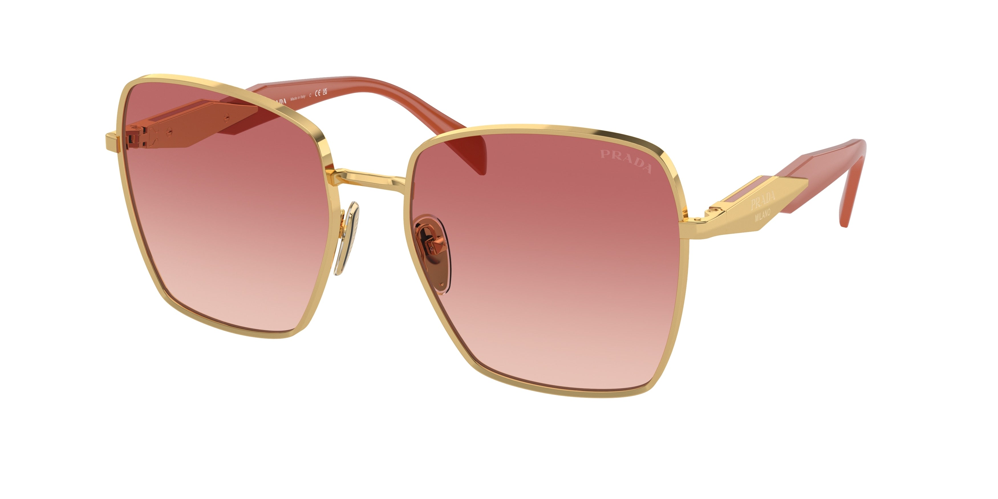 Prada PR64ZS Square Sunglasses 5AK01Z-Gold 57-140-18 - Color Map Gold