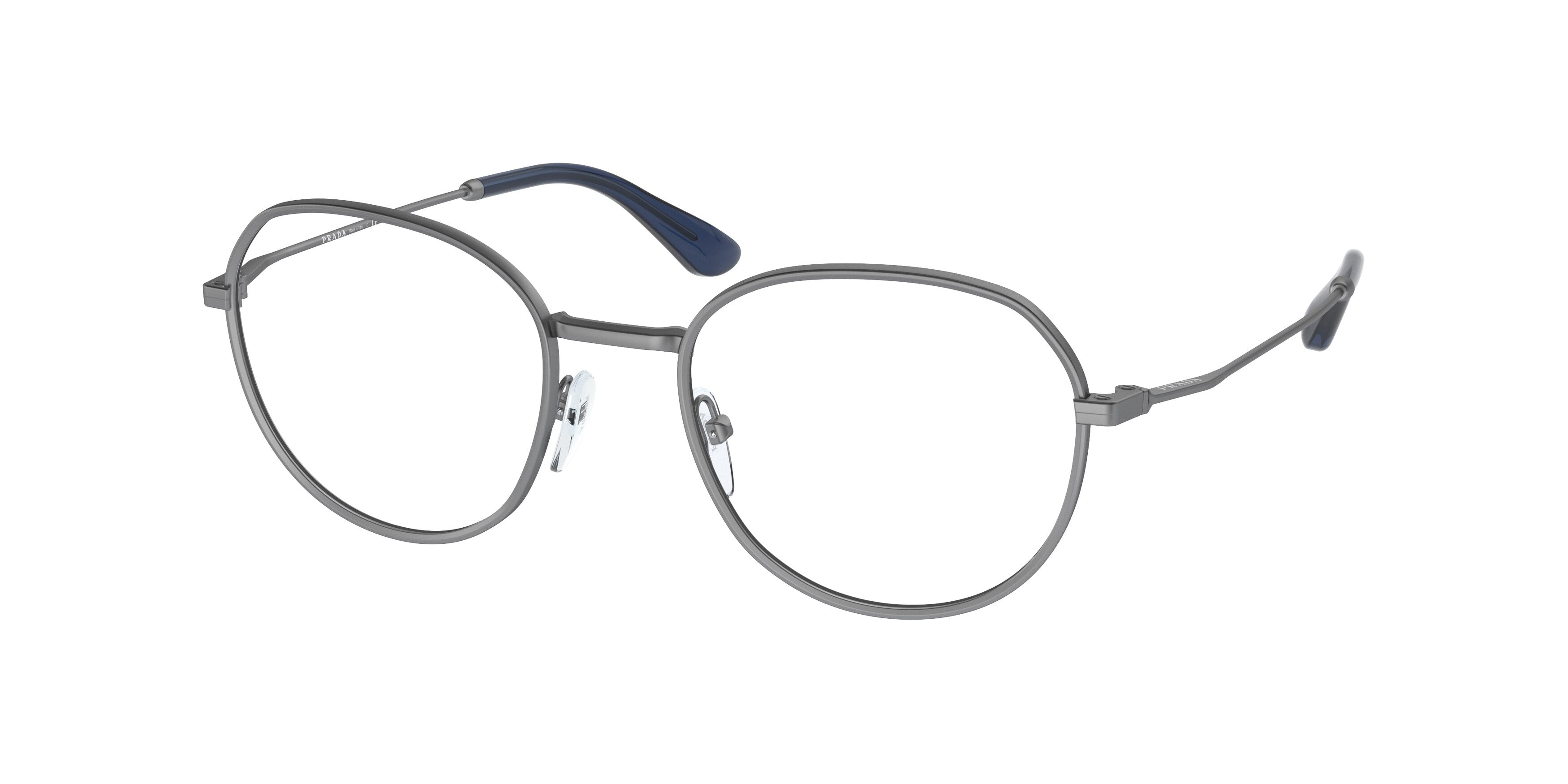 Prada PR65WV Oval Eyeglasses 7CQ1O1-Matte Gunmetal 51-145-20 - Color Map Grey
