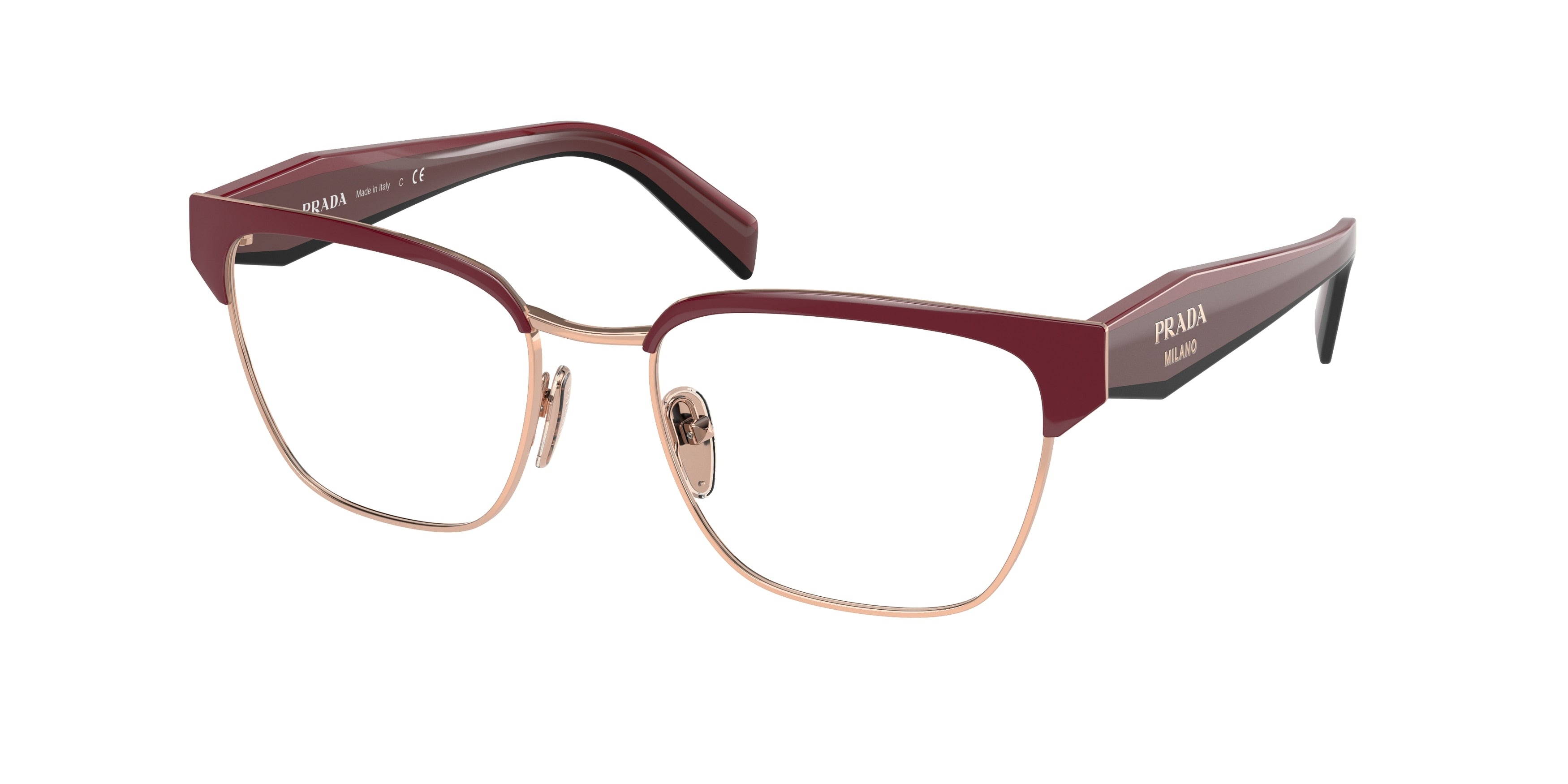 Prada PR65YV Irregular Eyeglasses 16A1O1-Red/Rose Gold 51-140-18 - Color Map Red