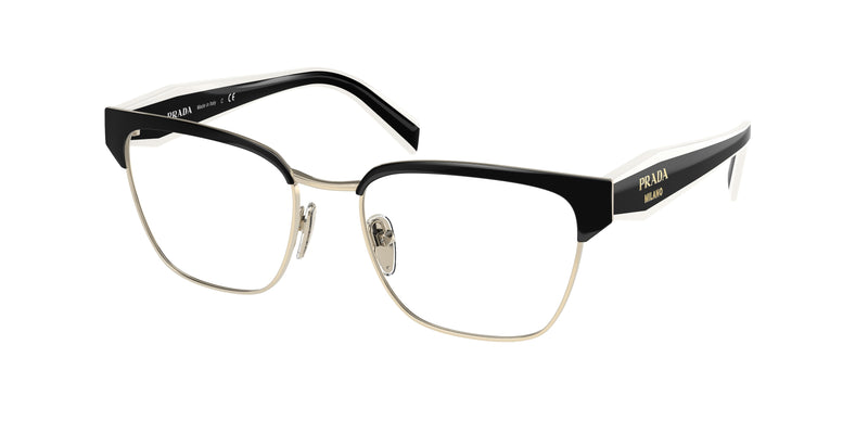 Prada PR65YV Irregular Eyeglasses 18A1O1-Black/Pale Gold 53-140-18 - Color Map Black