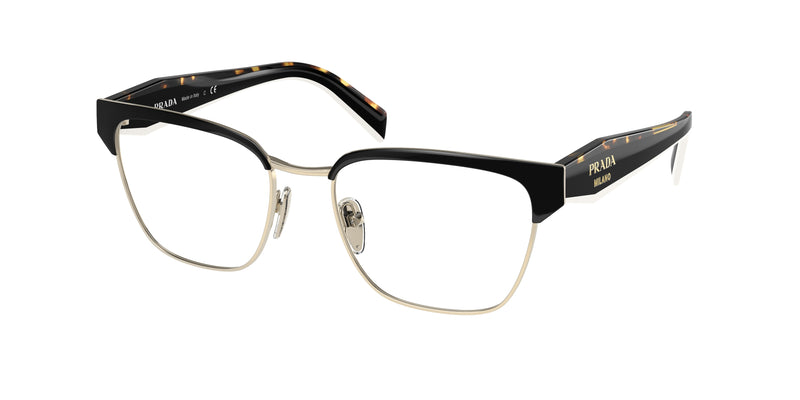 Prada PR65YV Irregular Eyeglasses AAV1O1-Black/Pale Gold 53-140-18 - Color Map Black
