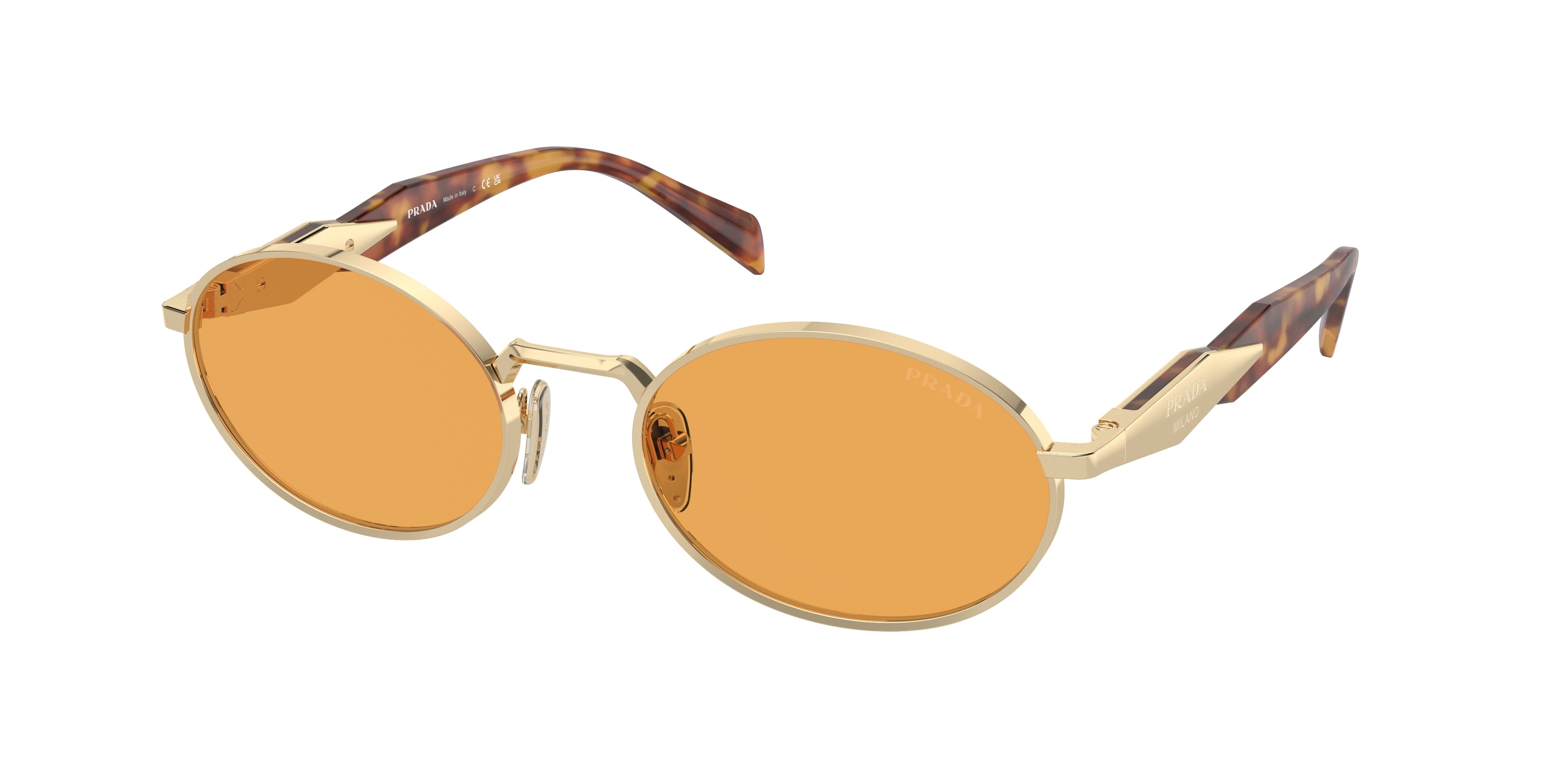 Prada PR65ZS Oval Sunglasses ZVN02Z-Pale Gold 55-140-20 - Color Map Gold