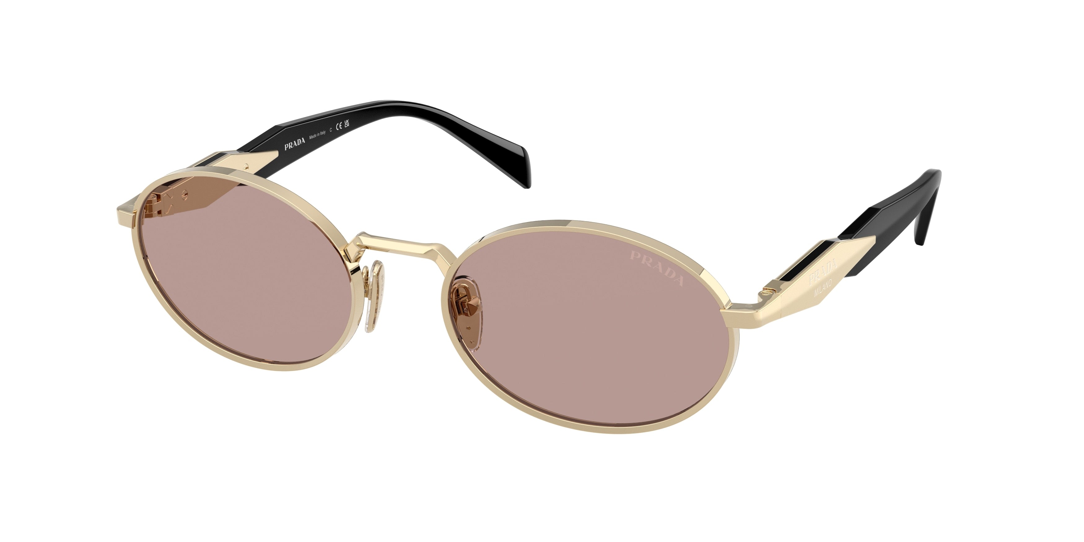 Prada PR65ZS Oval Sunglasses ZVN20I-Pale Gold 55-140-20 - Color Map Gold