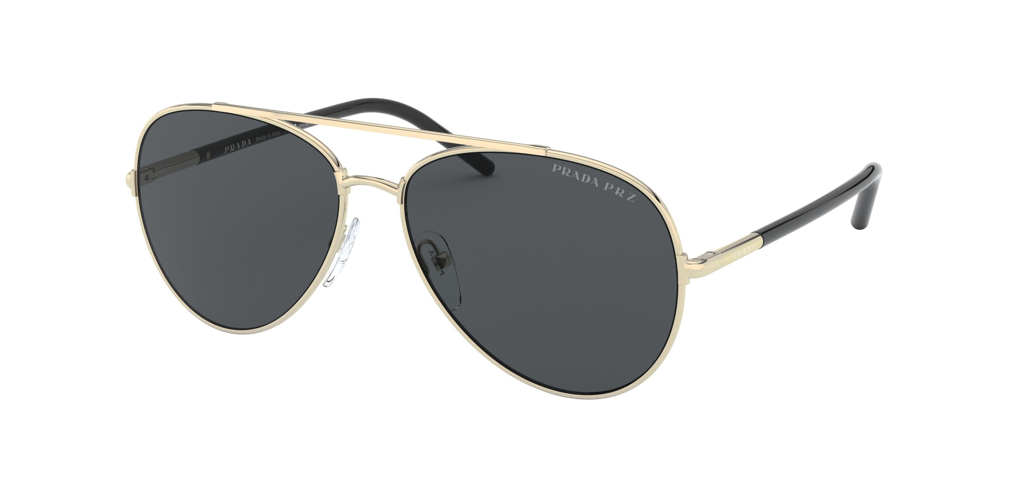 Prada PR66XS Round Sunglasses ZVN5Z1-Pale Gold 57-140-14 - Color Map Gold